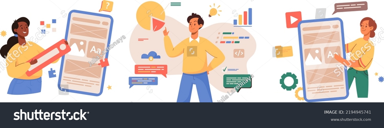 Ux Ui Design Set Programming Concept Stock Vector (Royalty Free ...