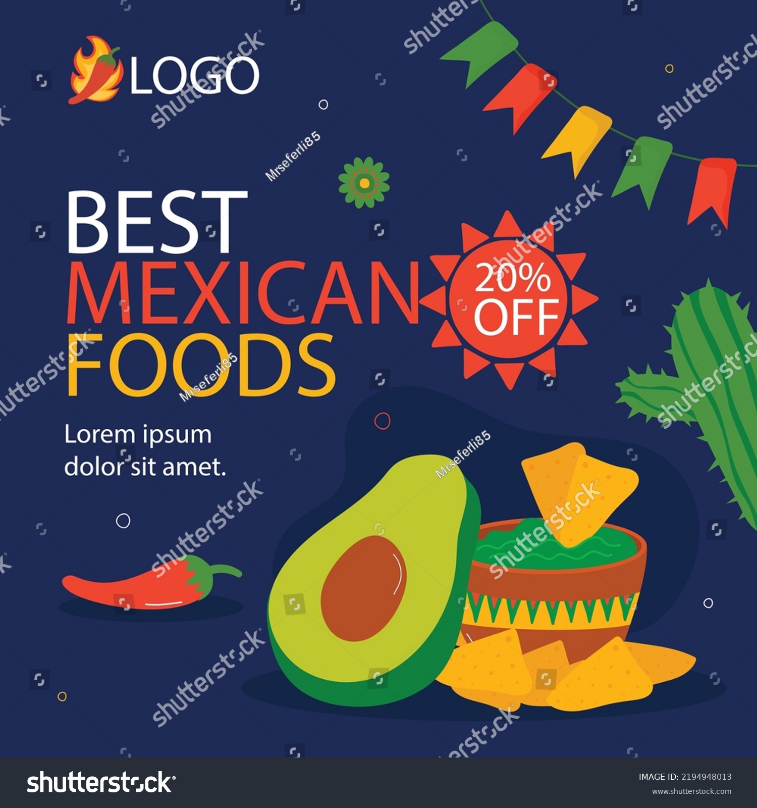 Mexican Restaurant Social Media Post Design Stock Vector (Royalty Free ...