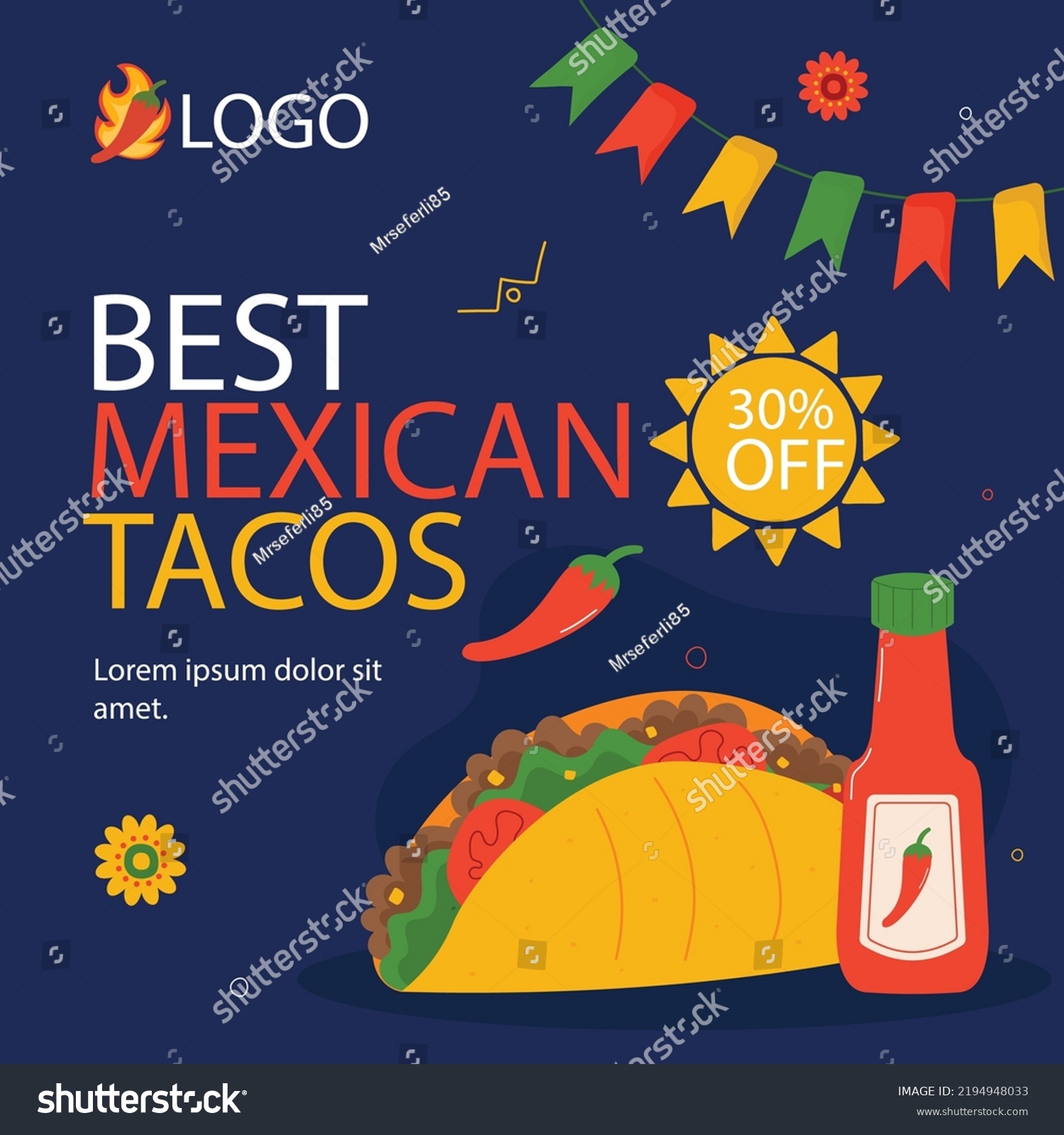 Mexican Restaurant Social Media Post Design Stock Vector (Royalty Free ...