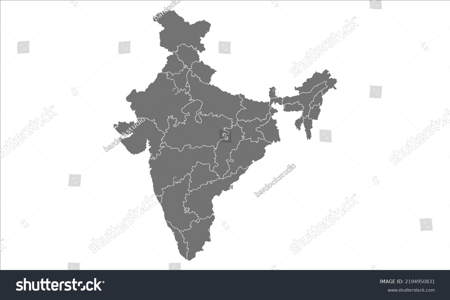 India Map Background Grey Color Borderline Stock Vector (Royalty Free ...