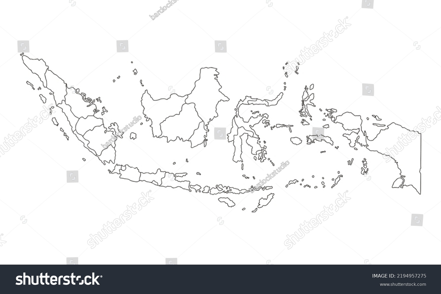 White Background Indonesia Map Line Art Stock Vector (royalty Free 