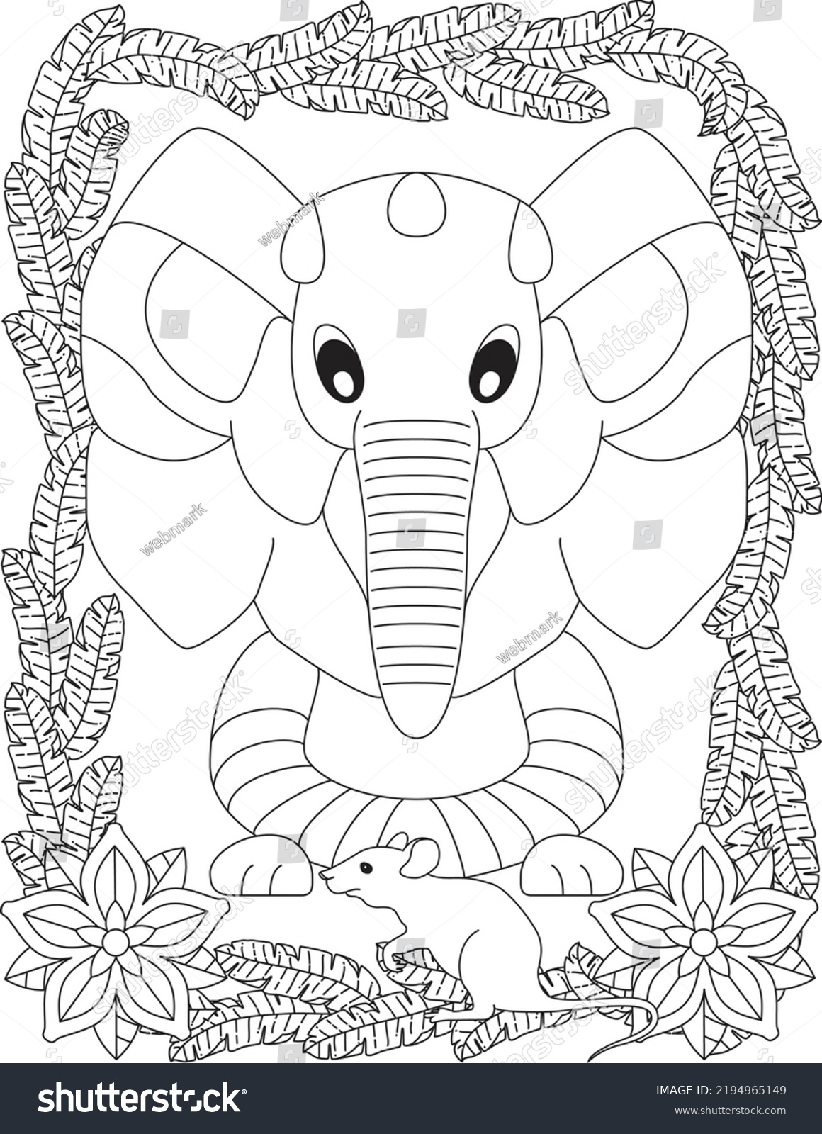 Funny Cartoon Elephant Coloring Page Stock Vector (Royalty Free ...