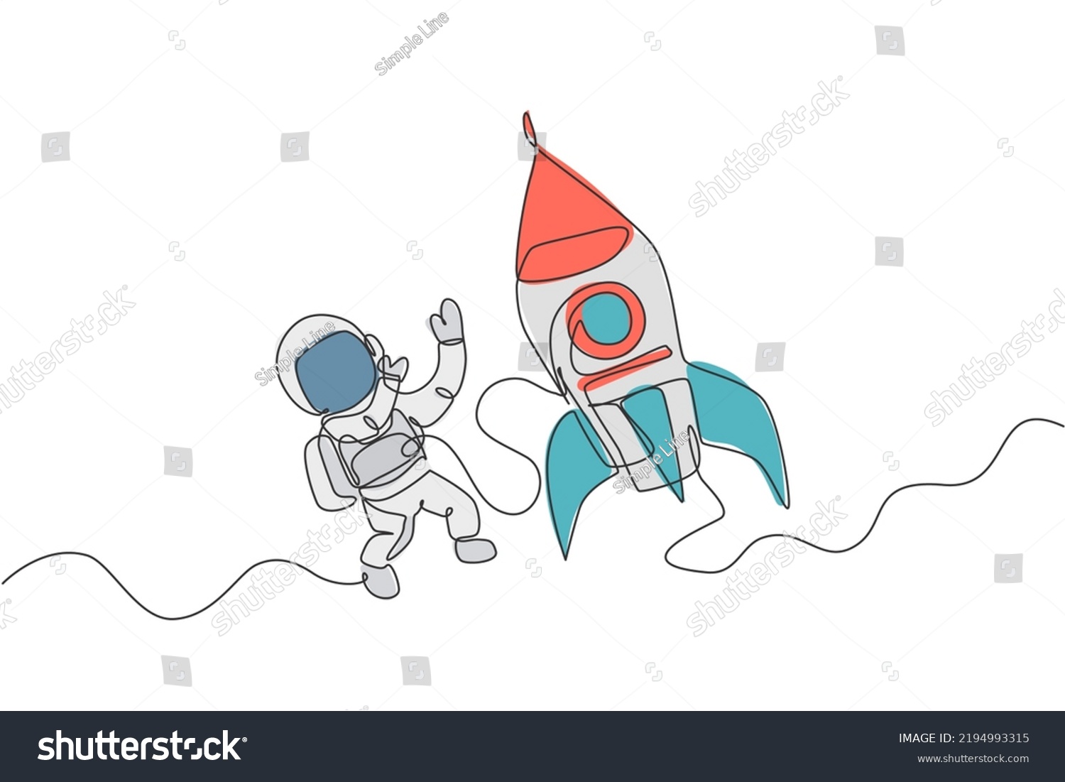 One Continuous Line Drawing Spaceman Astronaut Stock Vector (Royalty ...