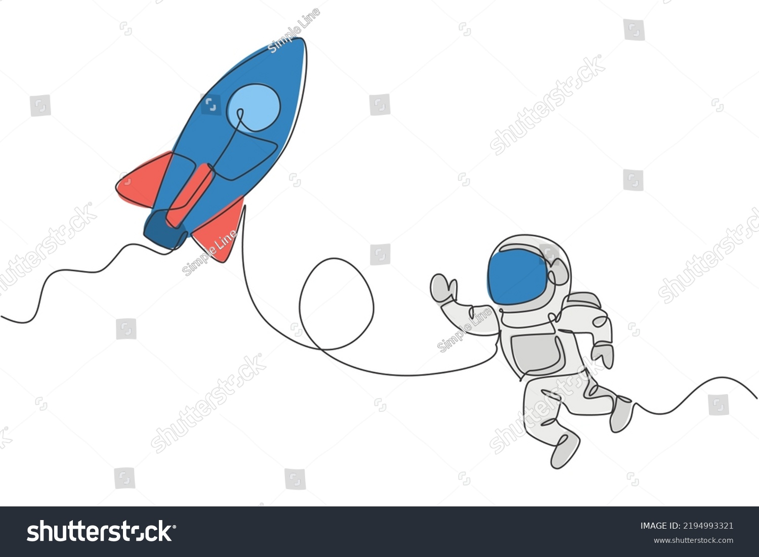 Single Continuous Line Drawing Astronaut Spacesuit Stock Vector ...