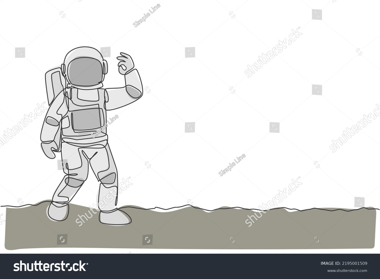 One Single Line Drawing Cosmonaut Make Stock Vector (Royalty Free ...