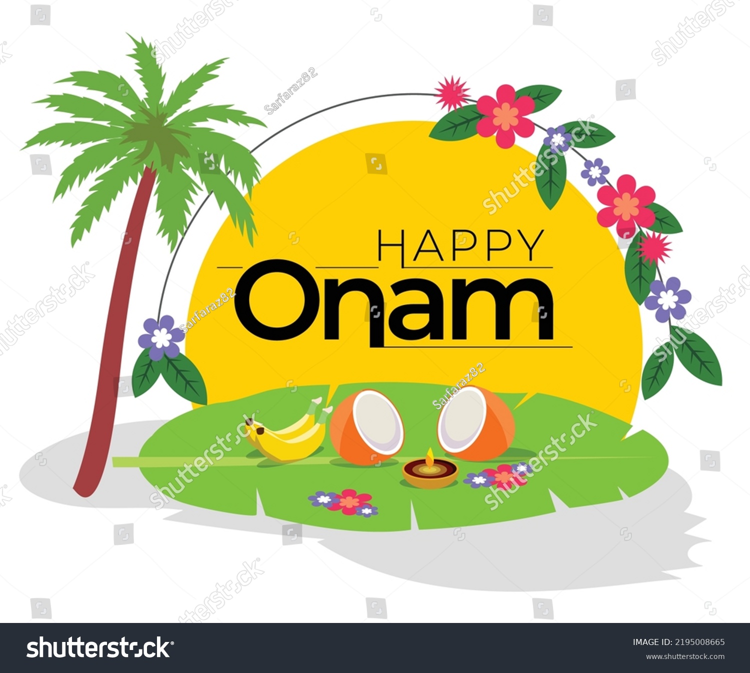 Happy Onam Festival South India Kerala Stock Vector (Royalty Free ...