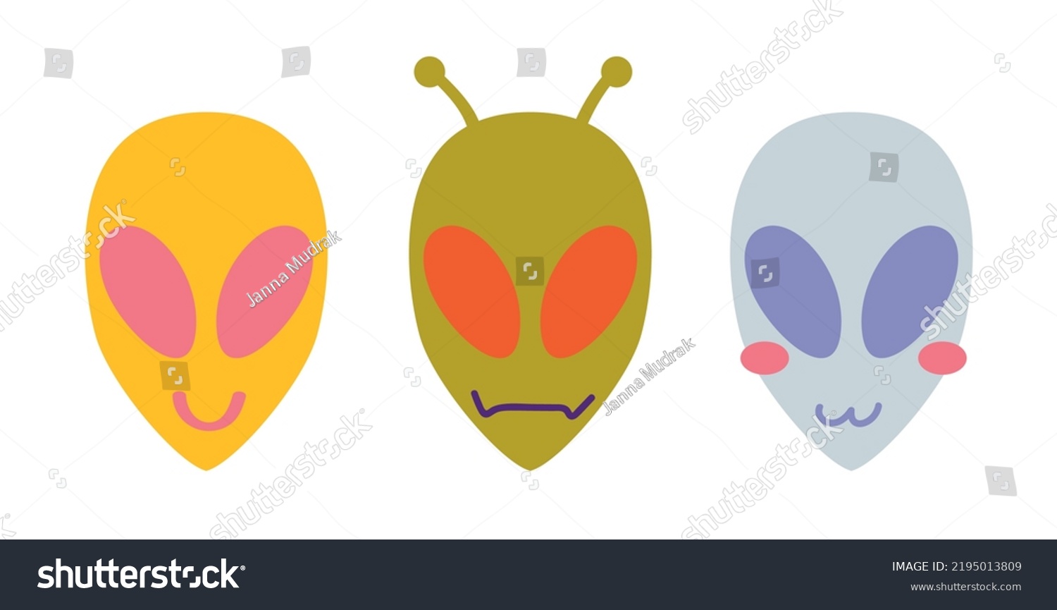 Alien Face Icon Set Humanoid Head Stock Vector Royalty Free 2195013809 Shutterstock 