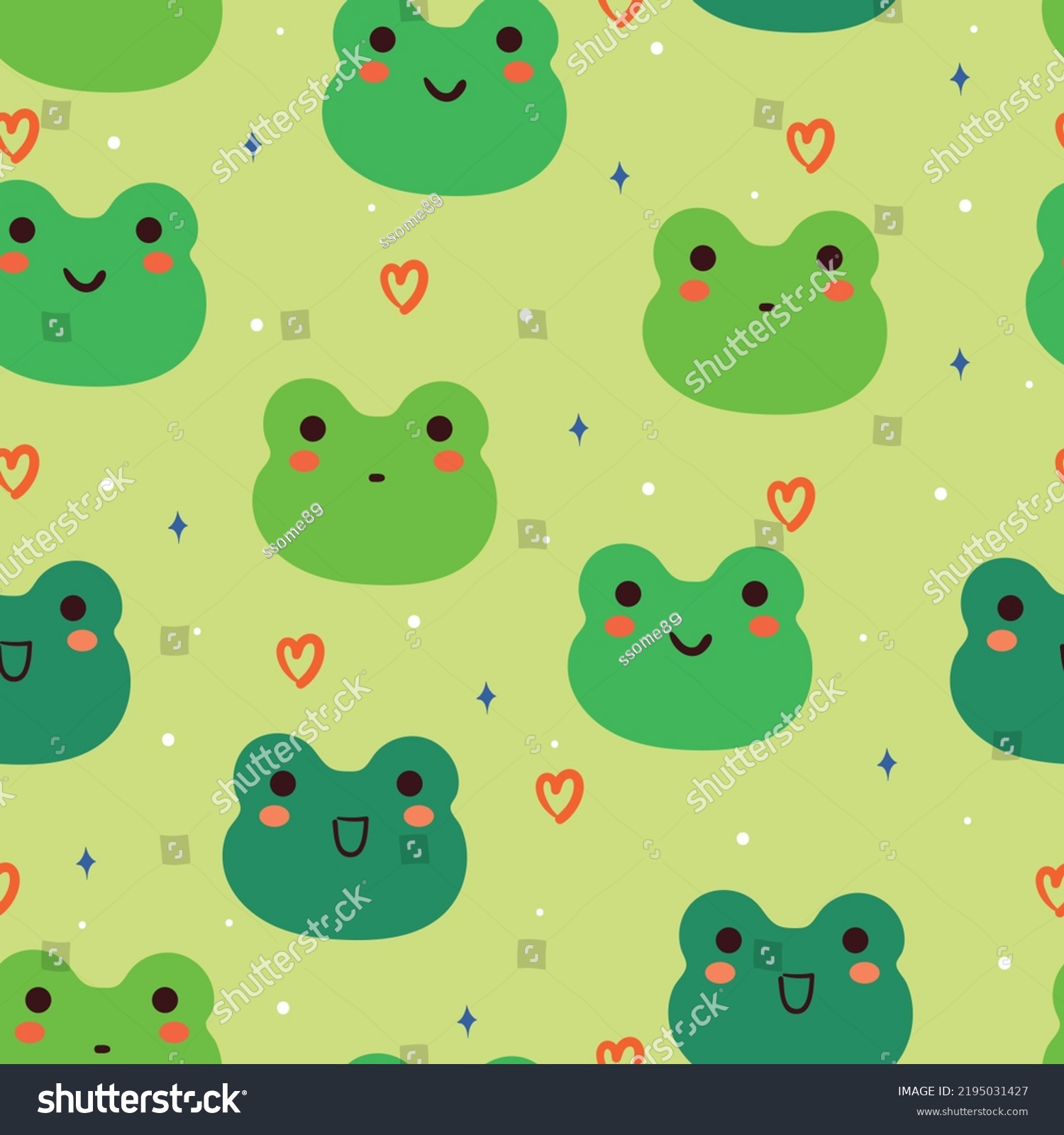 Seamless Pattern Cartoon Frog Cute Wallpaper Stock Vector (Royalty Free ...