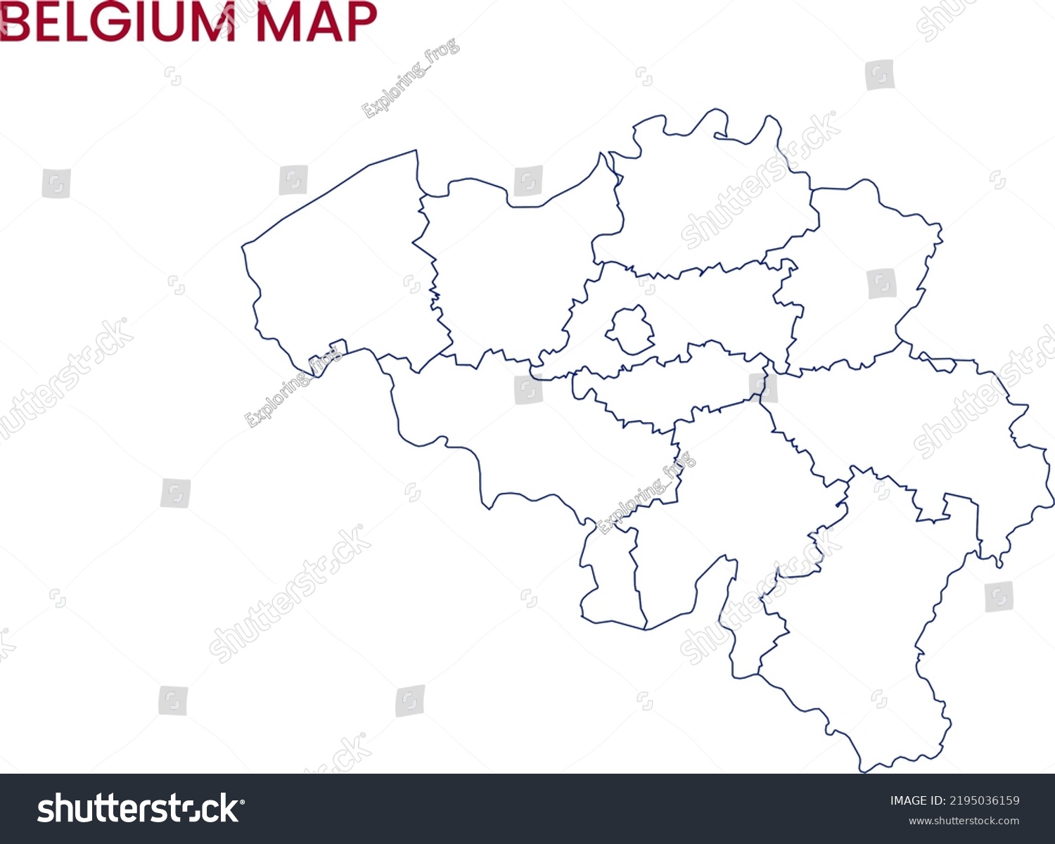 High Detailed Map Belgium Outline Map Stock Illustration 2195036159 ...