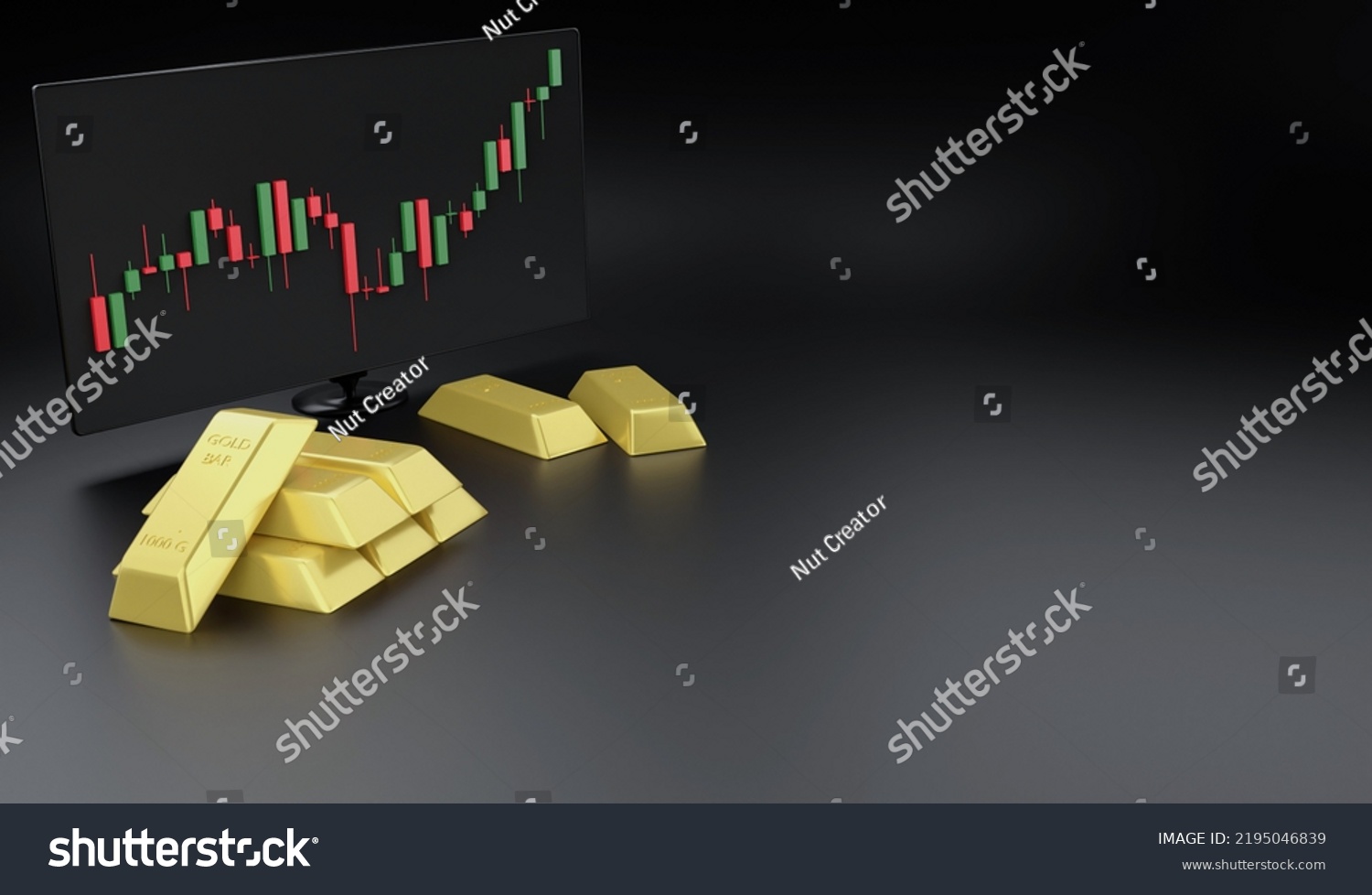 3d Rendering Gold Bar Chart Price Stock Illustration 2195046839