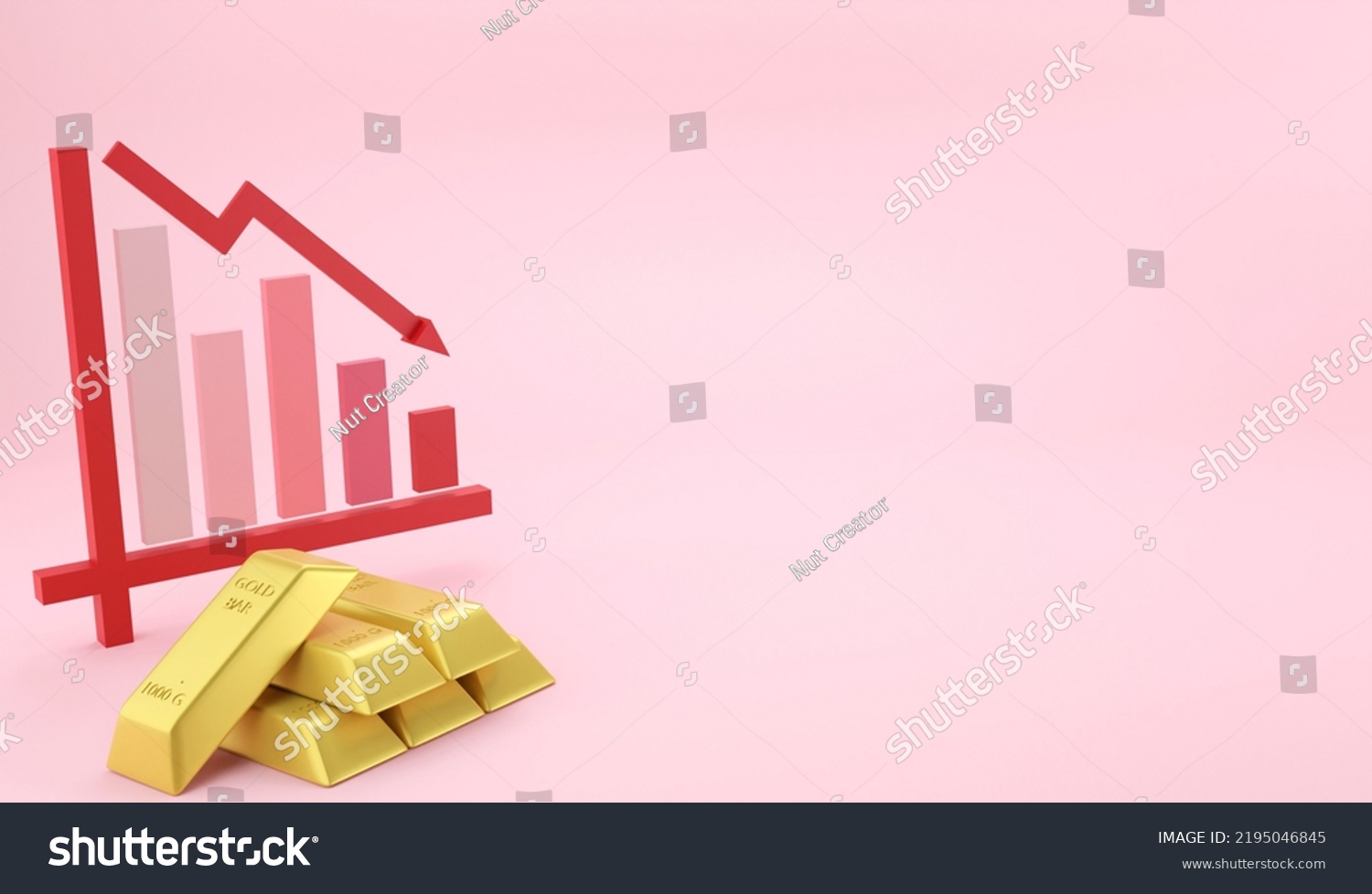 3d Rendering Gold Bar Chart Price Stock Illustration 2195046845