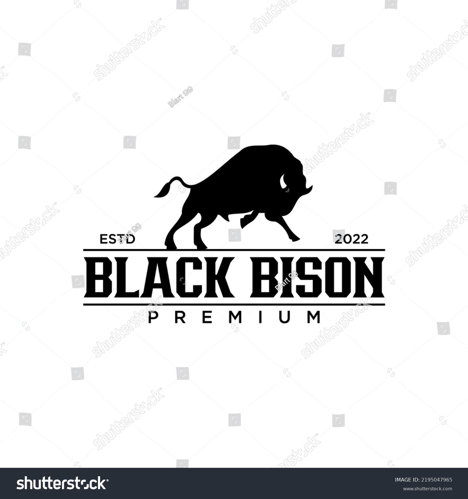 Black Bison Emblem Logo Design Stock Vector (Royalty Free) 2195047965 ...