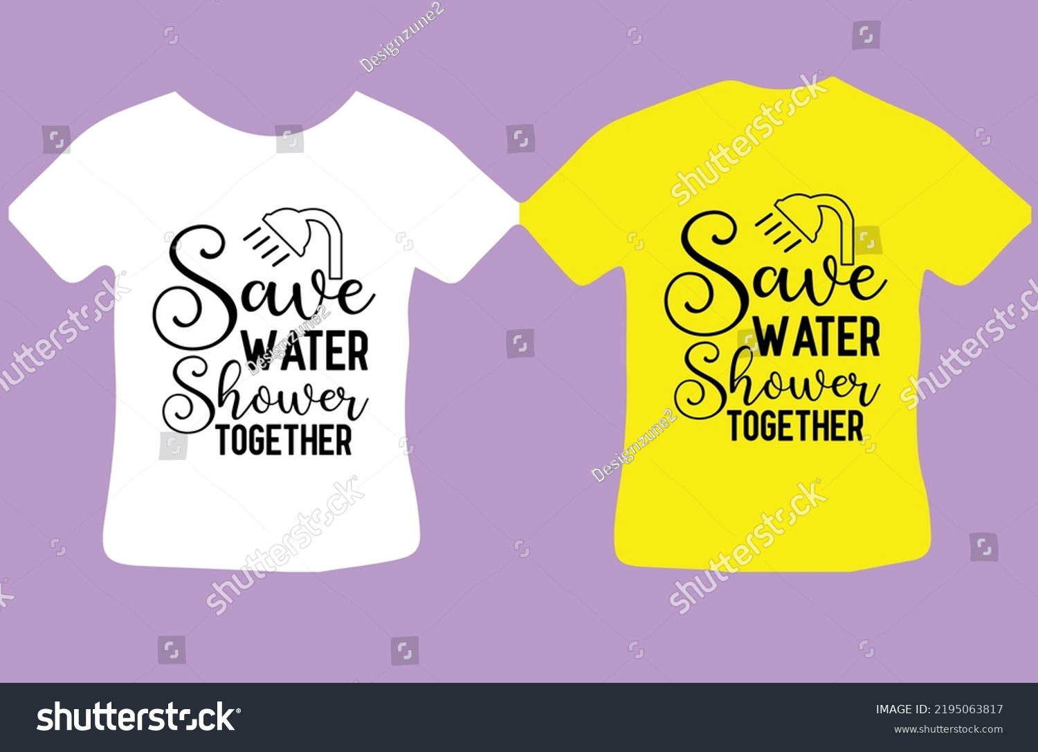 Save Water Shower Together Design Stock Vector Royalty Free 2195063817 Shutterstock