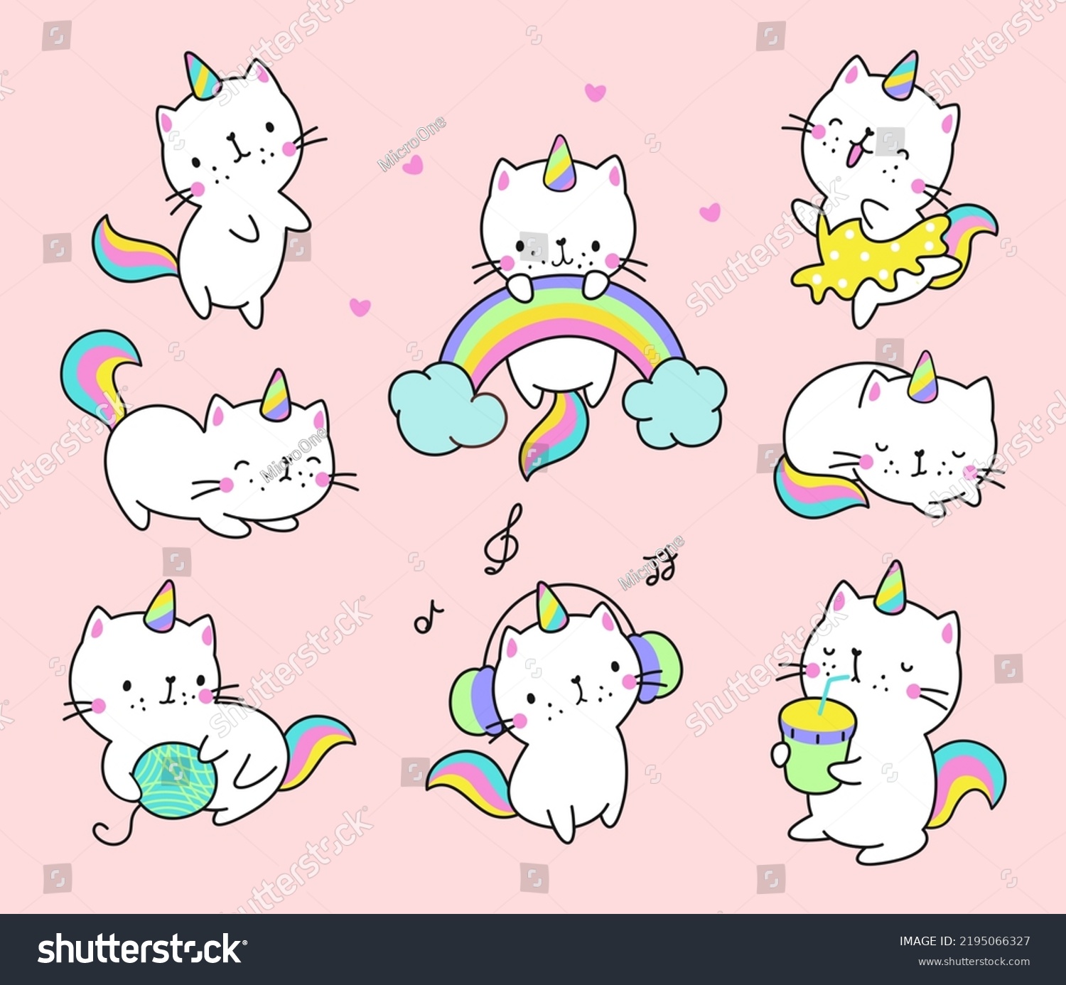 Cat Unicorn Kawaii Cats Fun Unicorns Stock Vector (Royalty Free ...