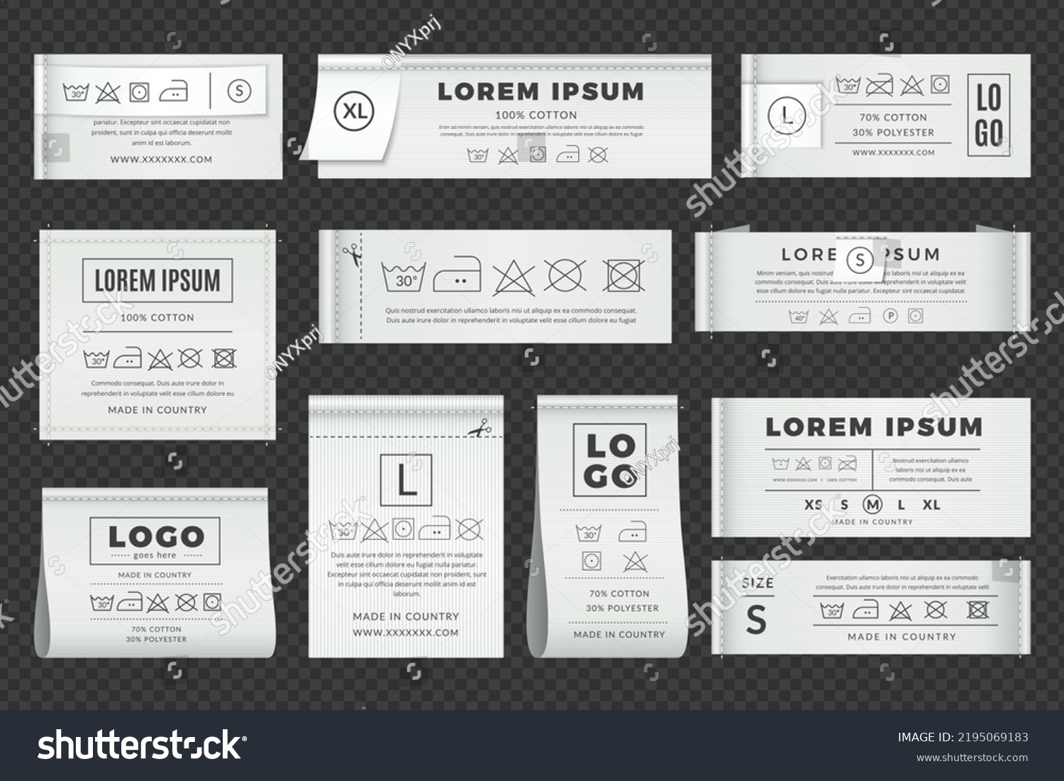 Laundry Labels Technical Information Washing Temperature Stock Vector ...