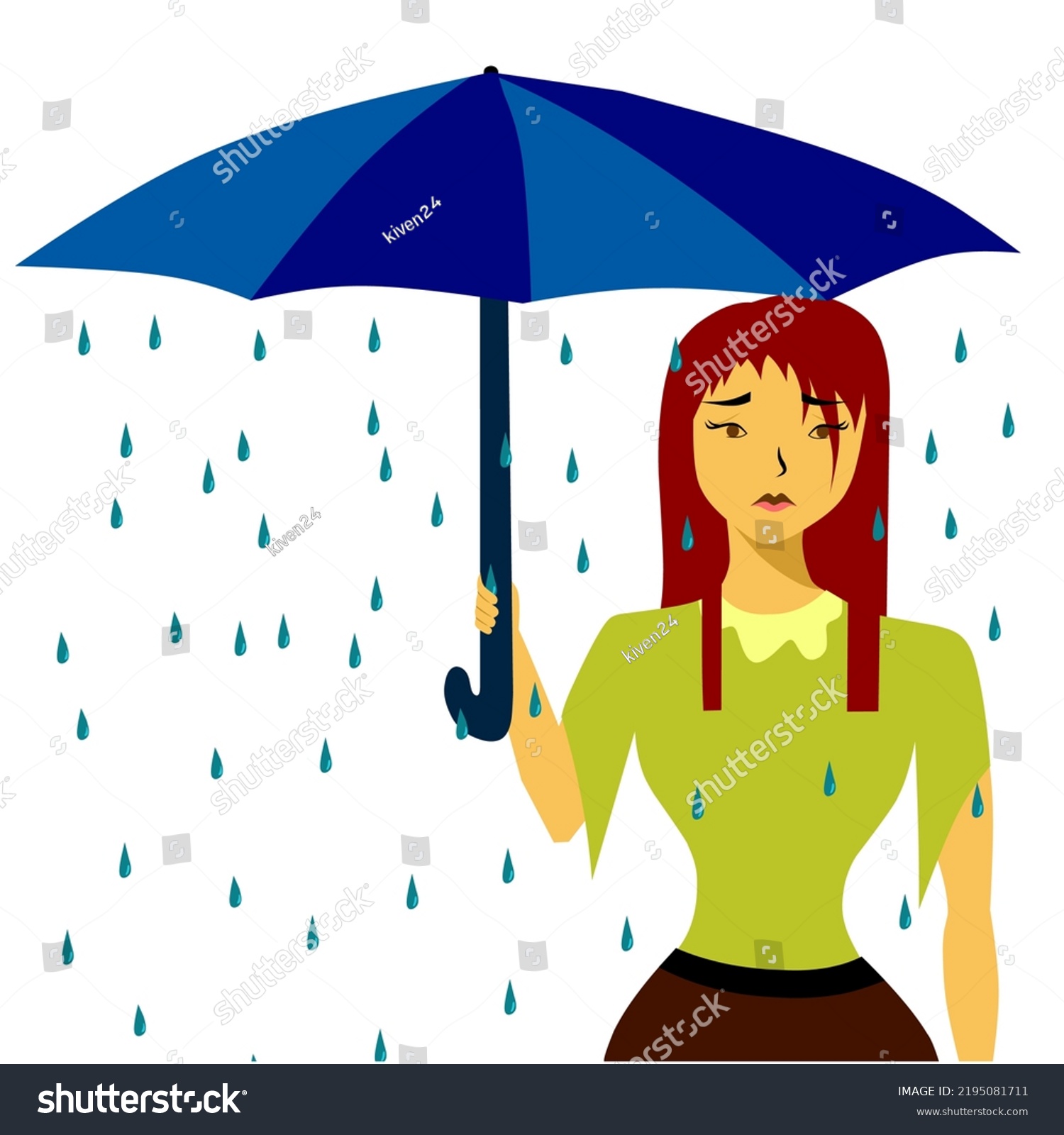 Lady Showing Her Sorrow Using Umbrella Stock Vector (Royalty Free ...