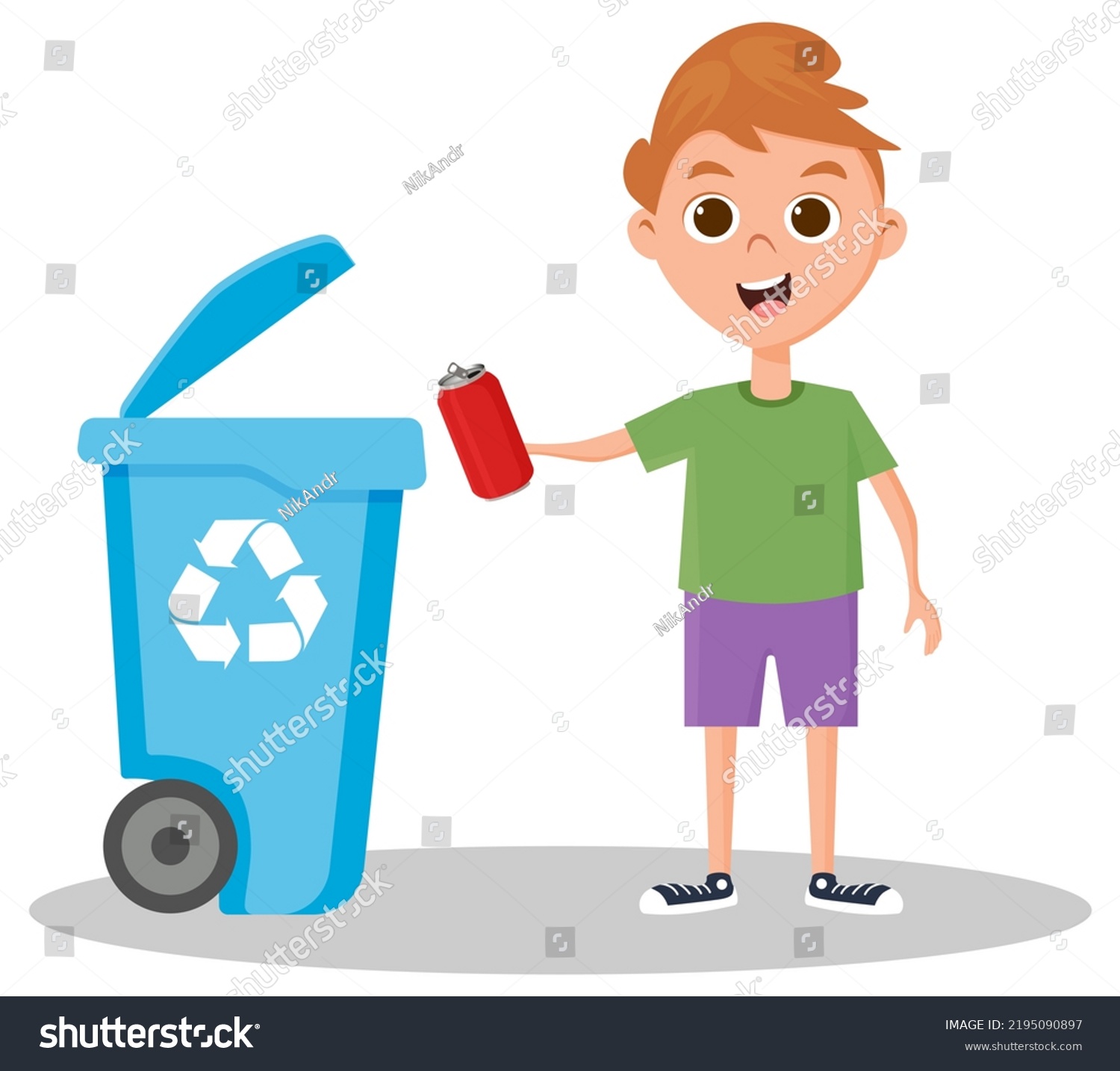 Boy Throws Out Garbagecareful Treatment Environmentvector Stock Vector ...