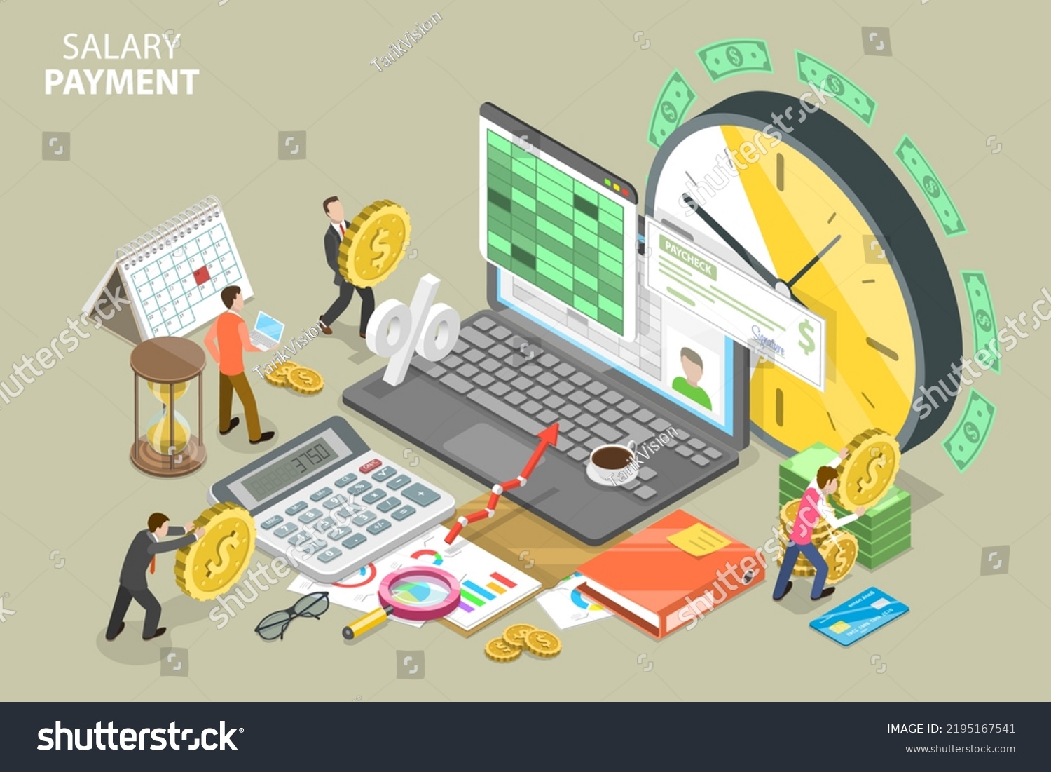 3d-isometric-flat-conceptual-illustration-salary-stock-illustration