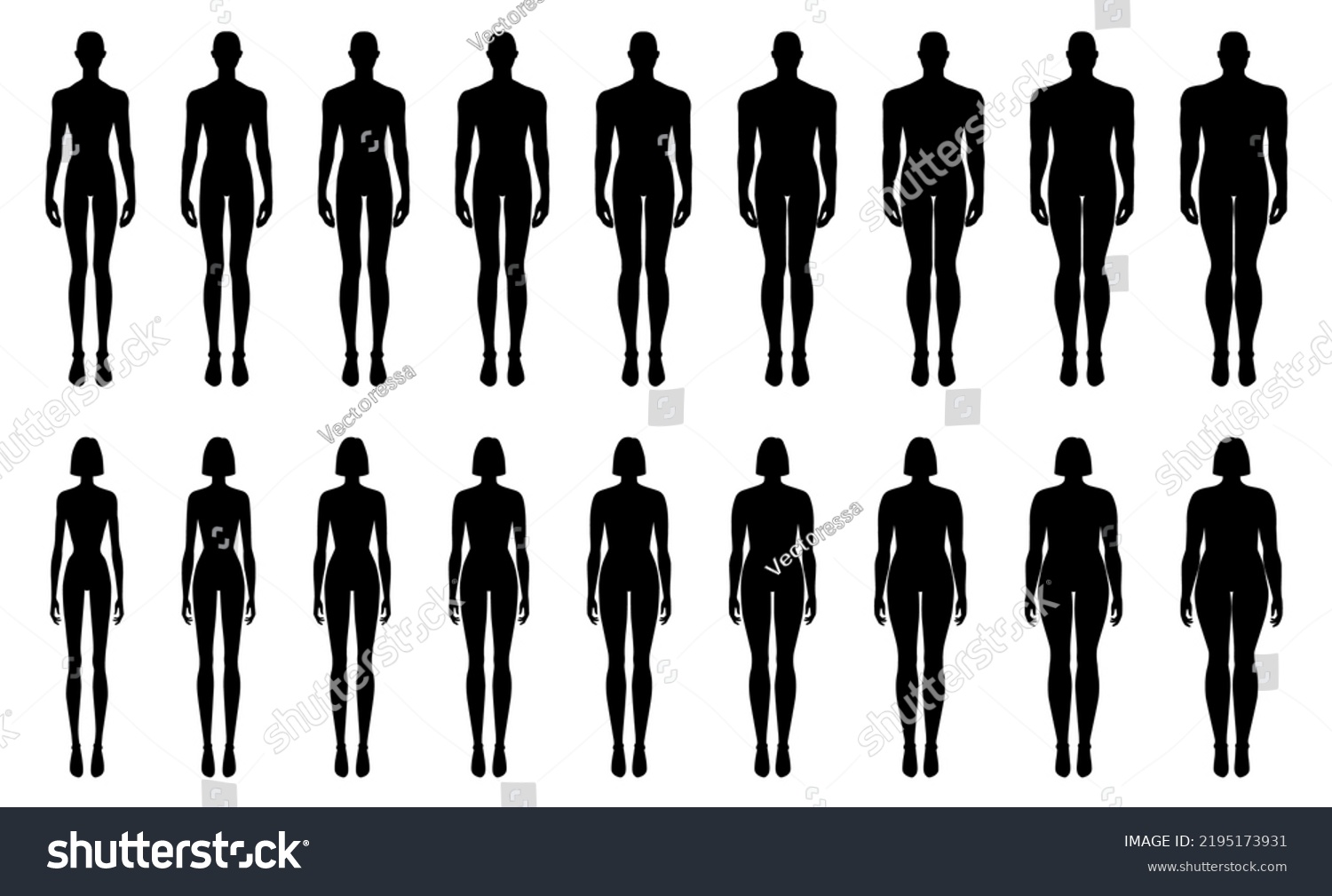 Set Silhouette Men Women Fashion Template Stock Vector (Royalty Free ...