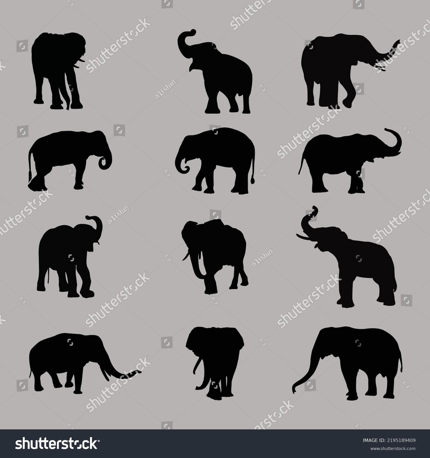 Silhouettes Elephant Different Pack Elephant Silhouettes Stock Vector ...