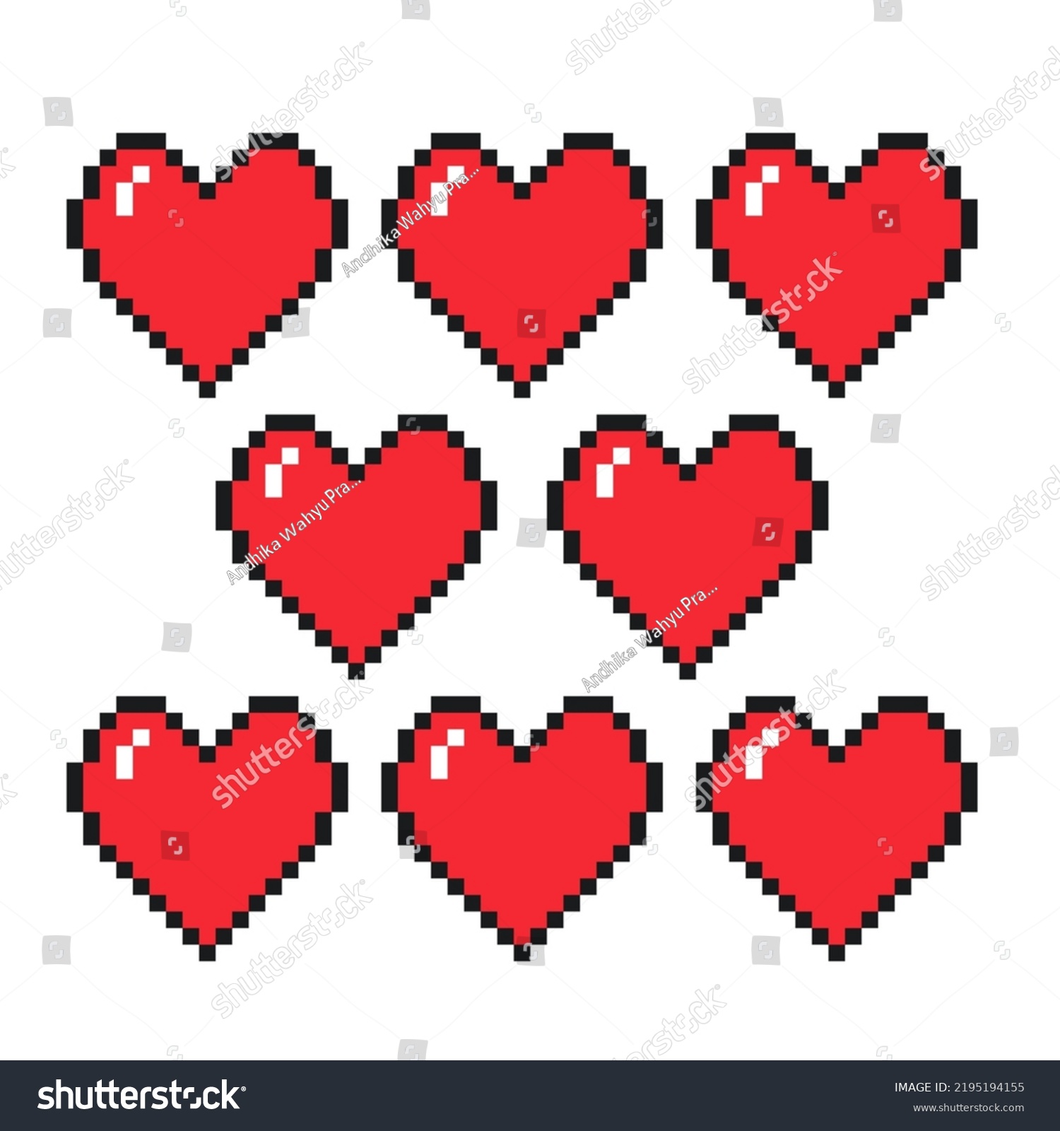 Pixel Art Love Hearth Set Isolated Stock Illustration 2195194155 ...