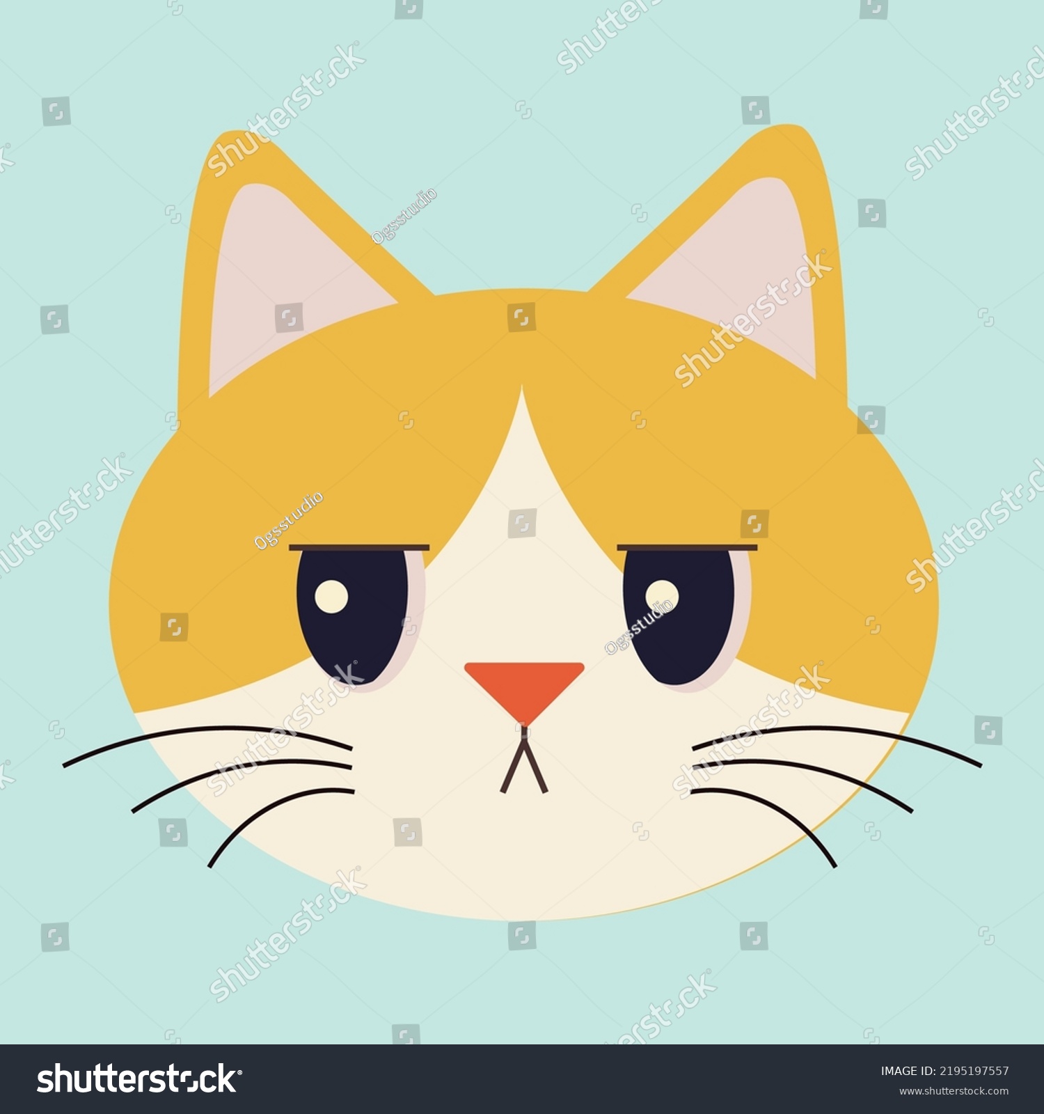 Emoticon Face Cat Kawaii Cute Stock Vector (Royalty Free) 2195197557 ...