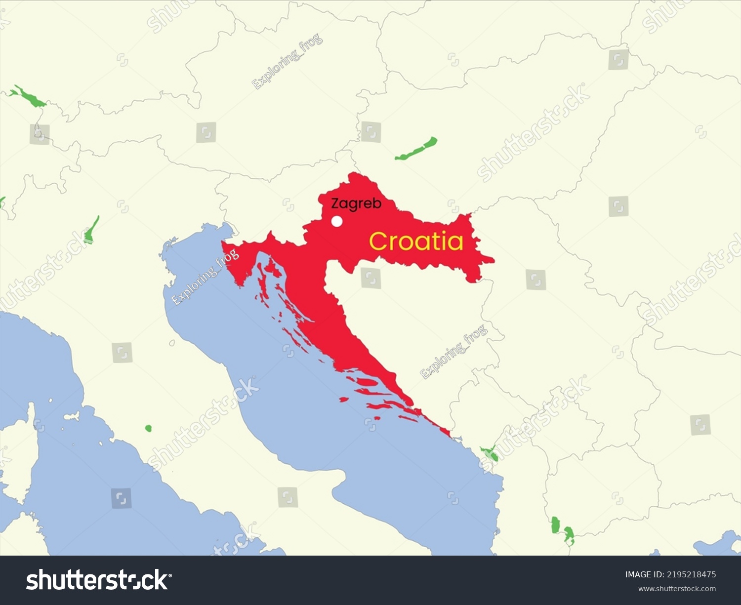 High Detailed Map Croatia Outline Map Stock Vector Royalty Free   Stock Vector High Detailed Map Of Croatia Outline Map Of Croatia Europe 2195218475 