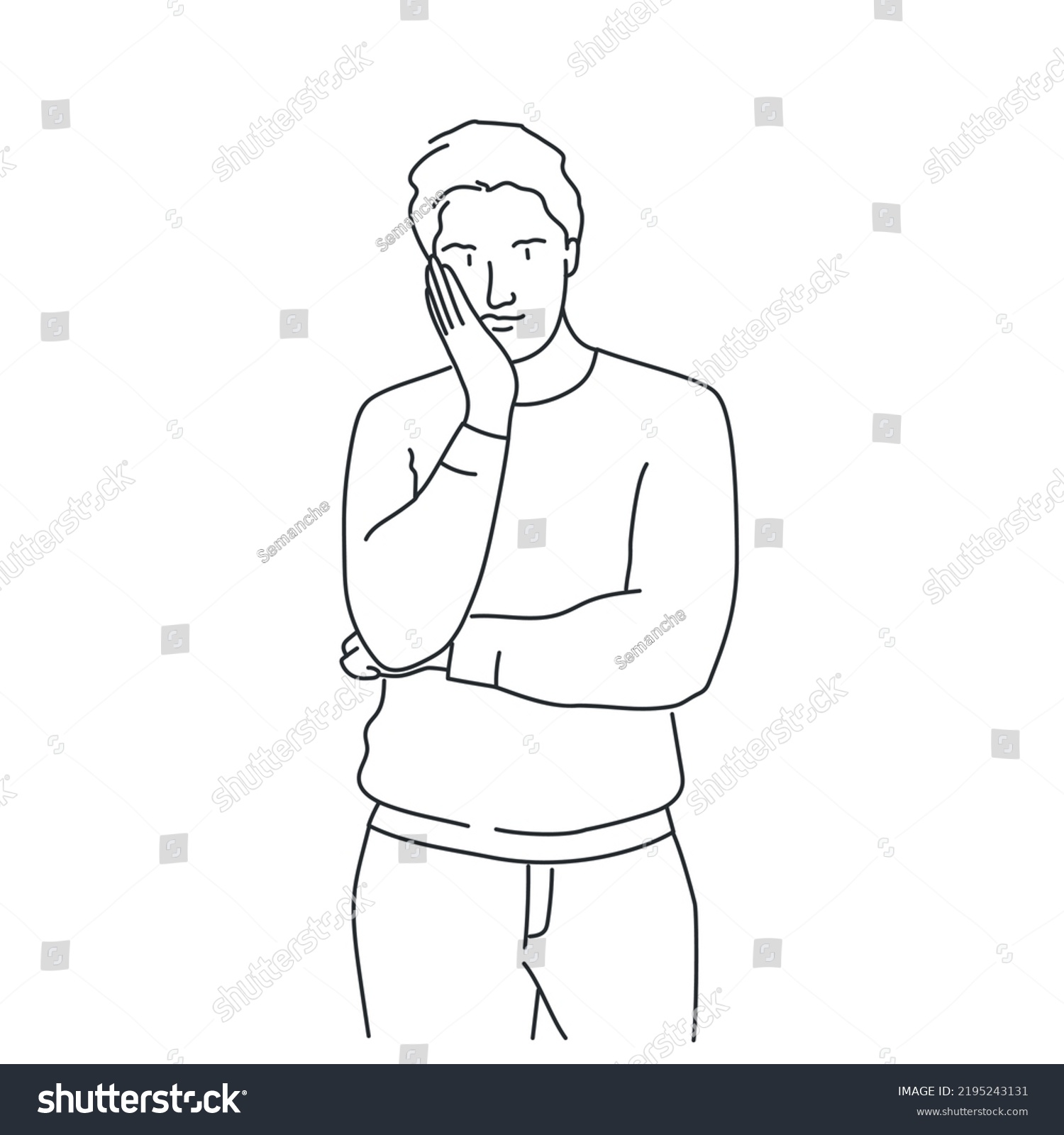 Smart Man Thinking Solving Problem Hand Stock Vector (Royalty Free ...