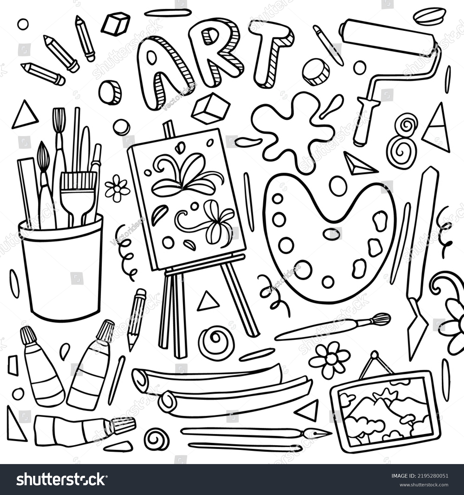 Hand Drawn Panting Creativity Doodle Style Stock Vector (Royalty Free ...