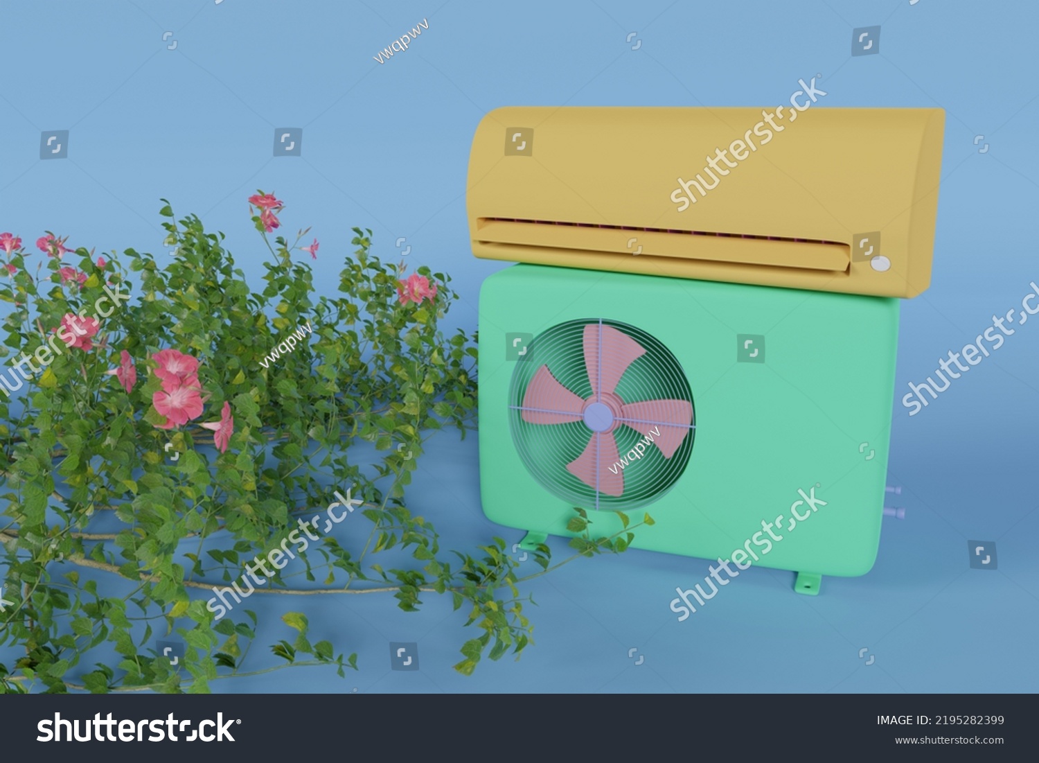 indoor-outdoor-air-conditioner-unit-flowers-stock-illustration