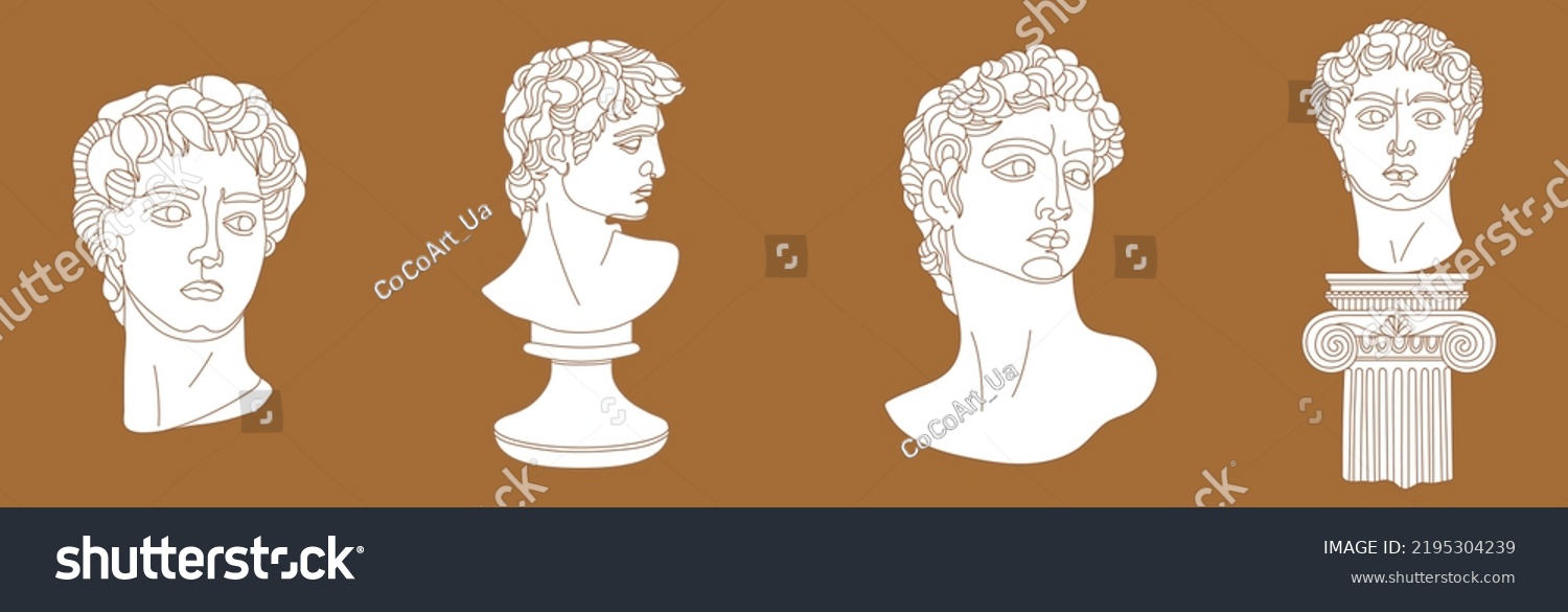 Set One Line Michelangelos David Portraits Stock Vector Royalty Free Set One Line Michelangelos David Portraits Stock Vector Royalty Free