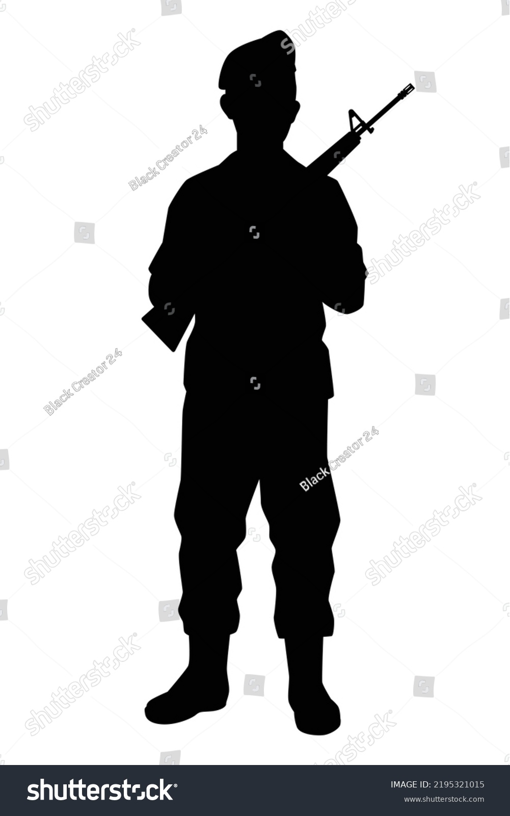 Standing Soldier Silhouette Vector On White Stock Vector (Royalty Free ...