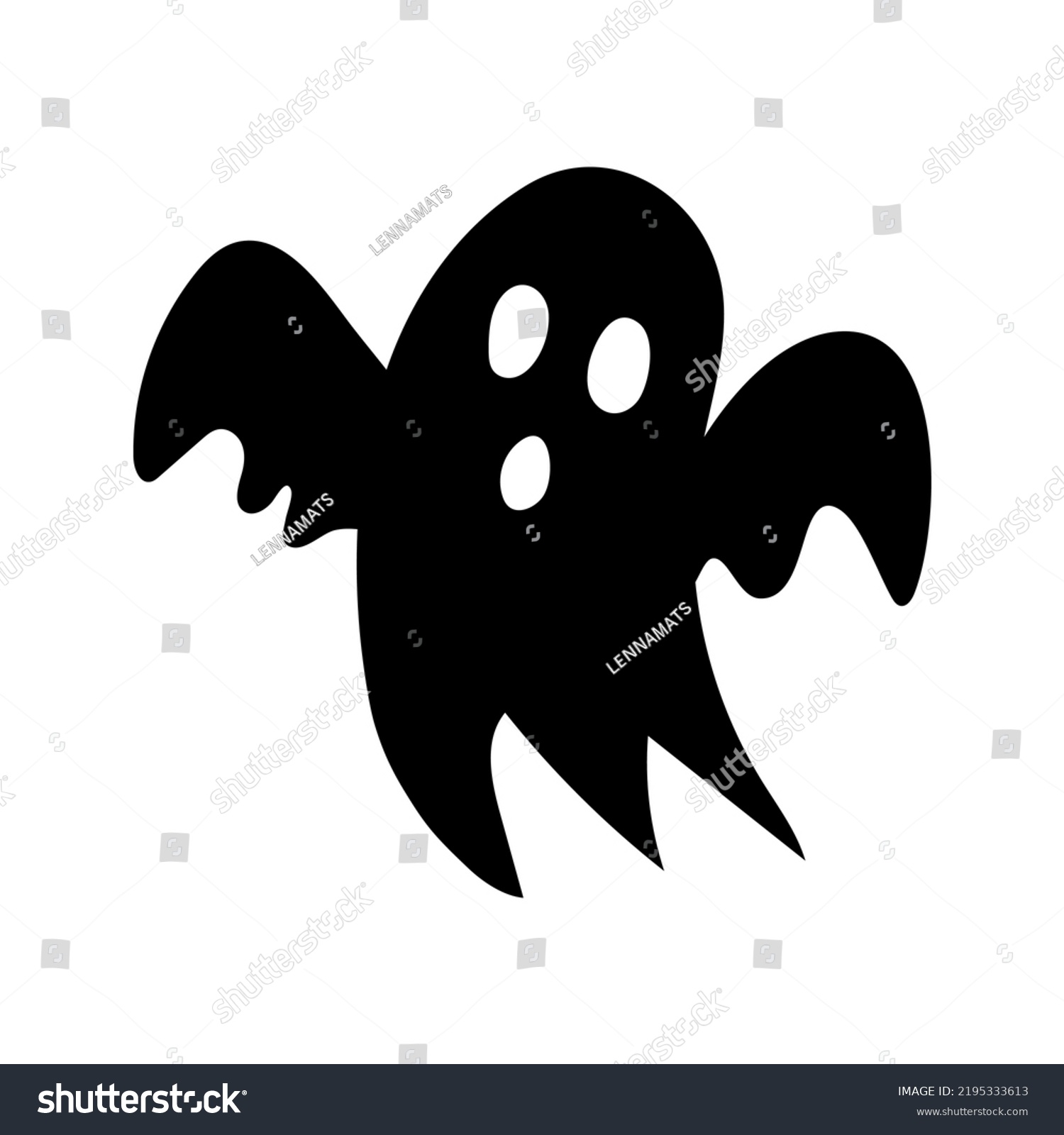 Funny Ghost Silhouette, Isolated On White Background Vector