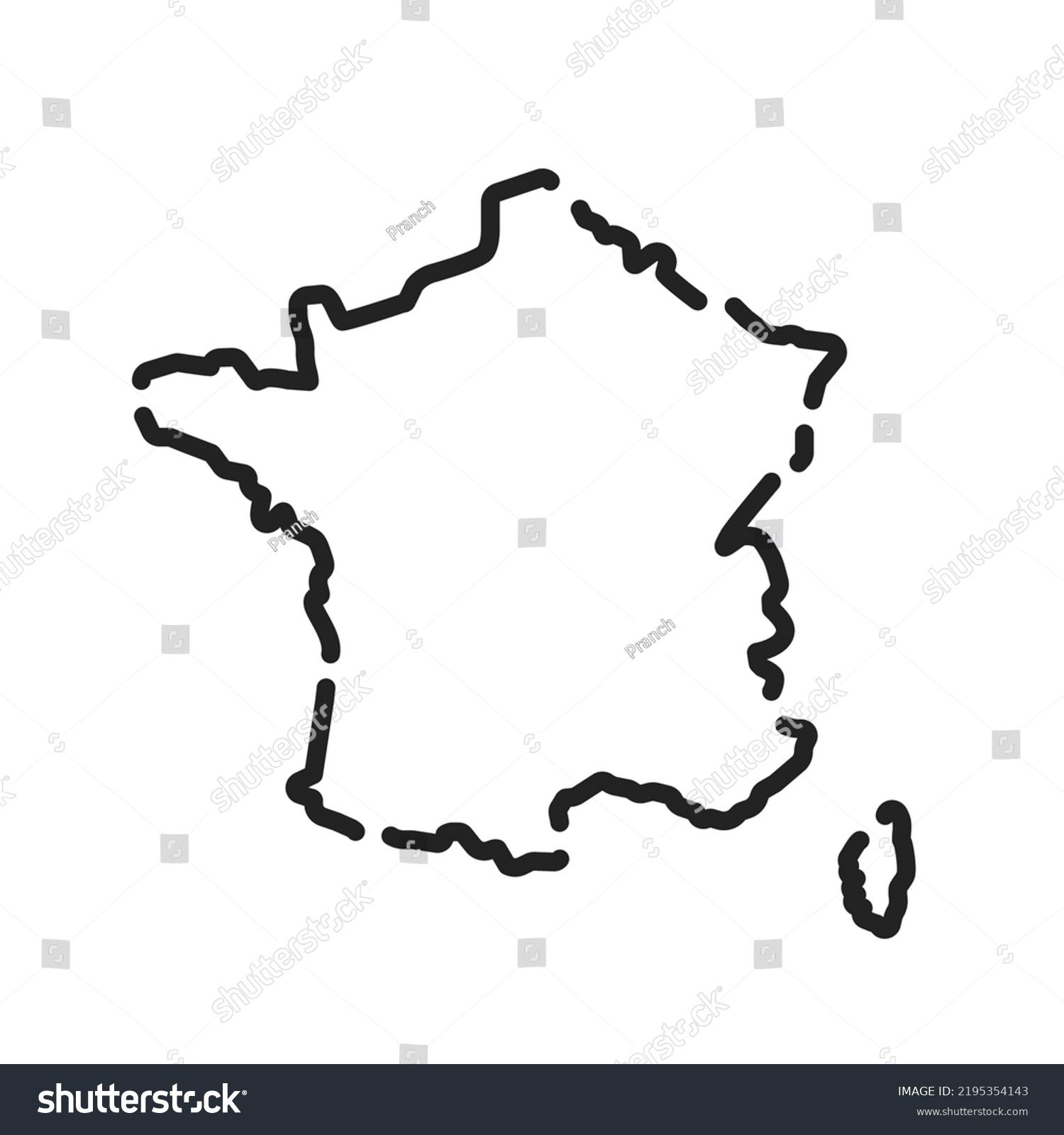 Stock Vector French Border Icon Like Thin Line France Map Stroke Art Trend Simple Travel Logotype Graphic 2195354143 