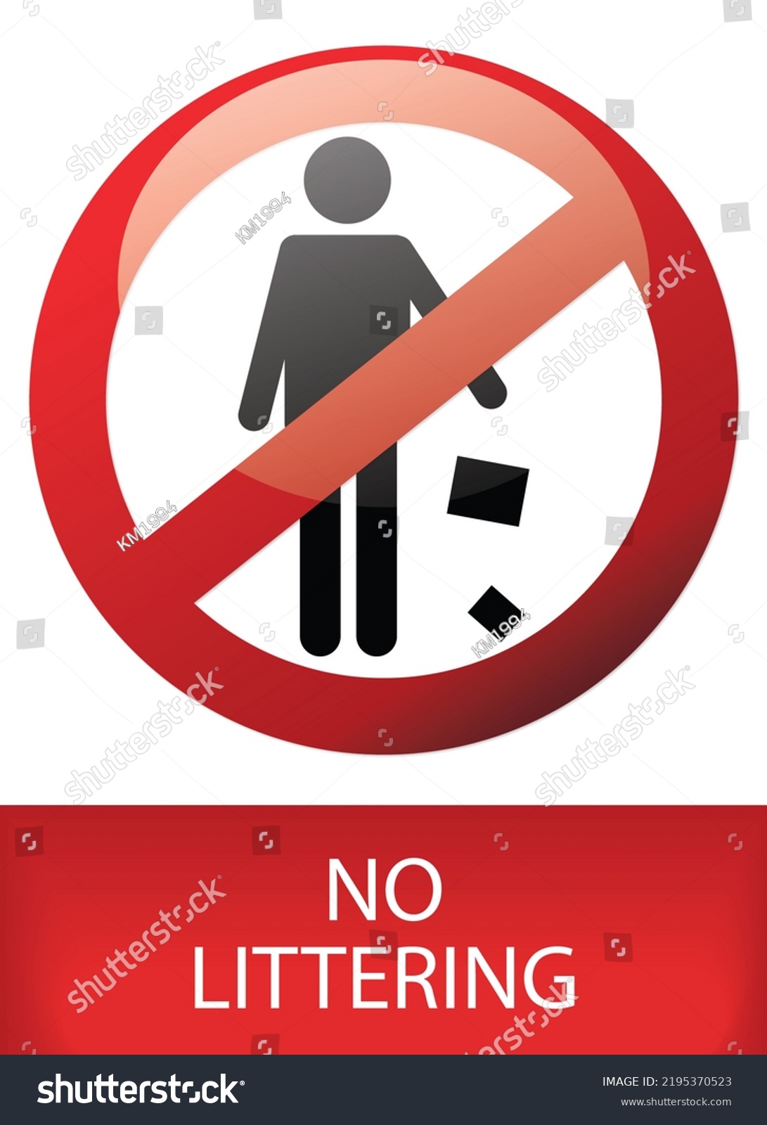 Red Sign No Littering On White Stock Illustration 2195370523 | Shutterstock