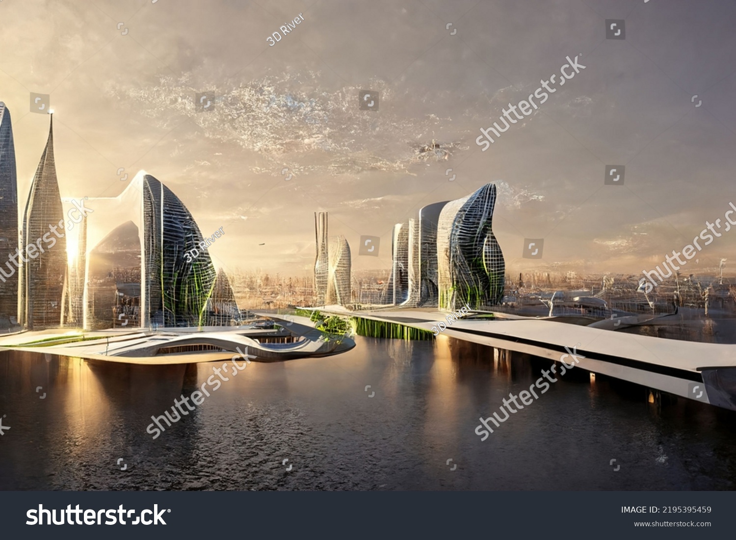 Environmental Sustainable Futuristic City 3d Rendering Stock Environmental Sustainable Futuristic City 3d Rendering Stock