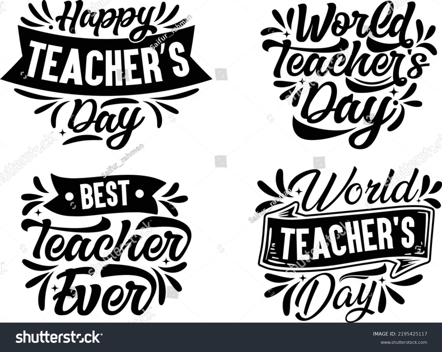 Happy Teachers Day Unique Handdrawn Typography Stock Vector (Royalty ...