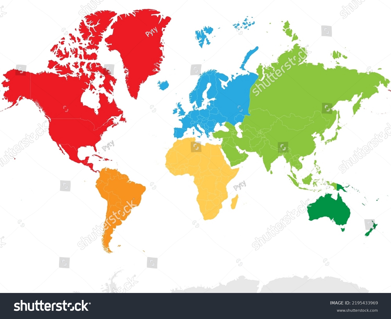 Blank Colorful Political Map World Continents Stock Vector (Royalty ...