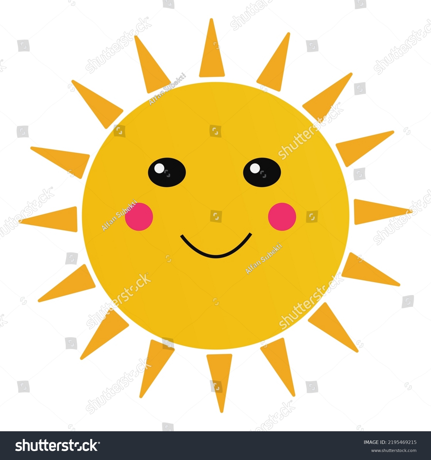 Cute Smiling Yellow Sun Cartoon Icon Stock Vector (Royalty Free ...