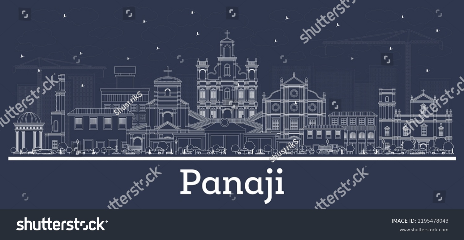 Outline Panaji India City Skyline White Stock Vector (Royalty Free ...