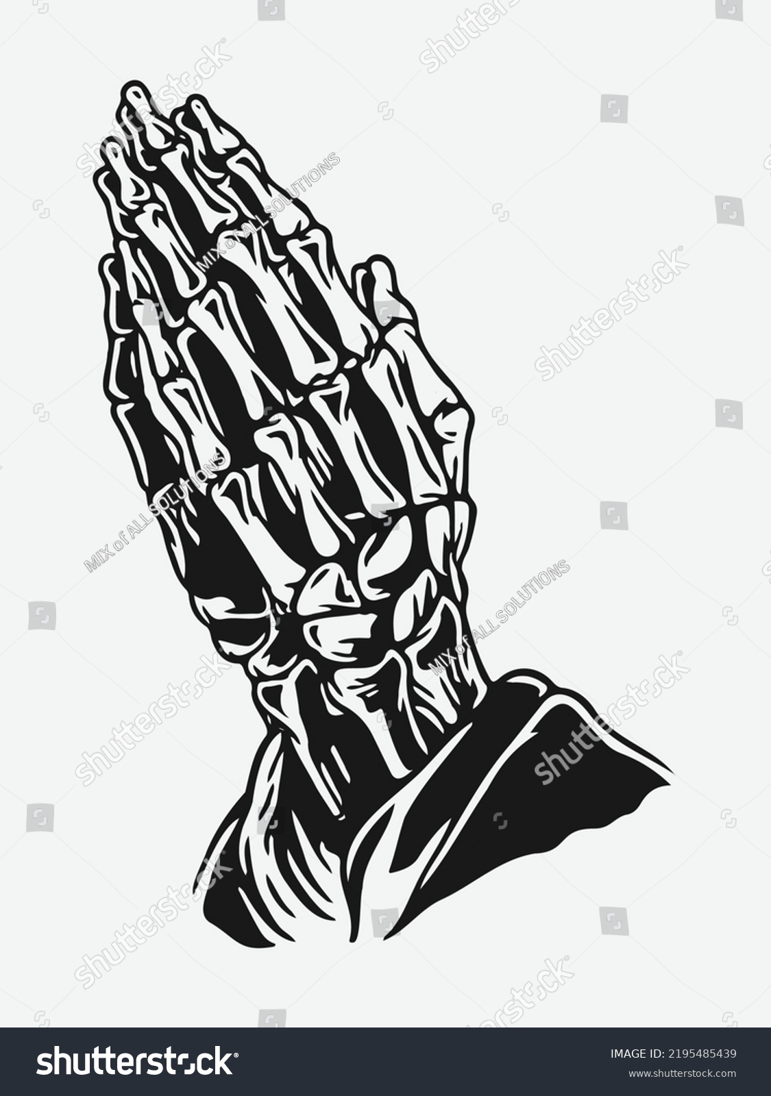 Praying Skeleton Hands Vector Illustration Stock Vector (Royalty Free ...