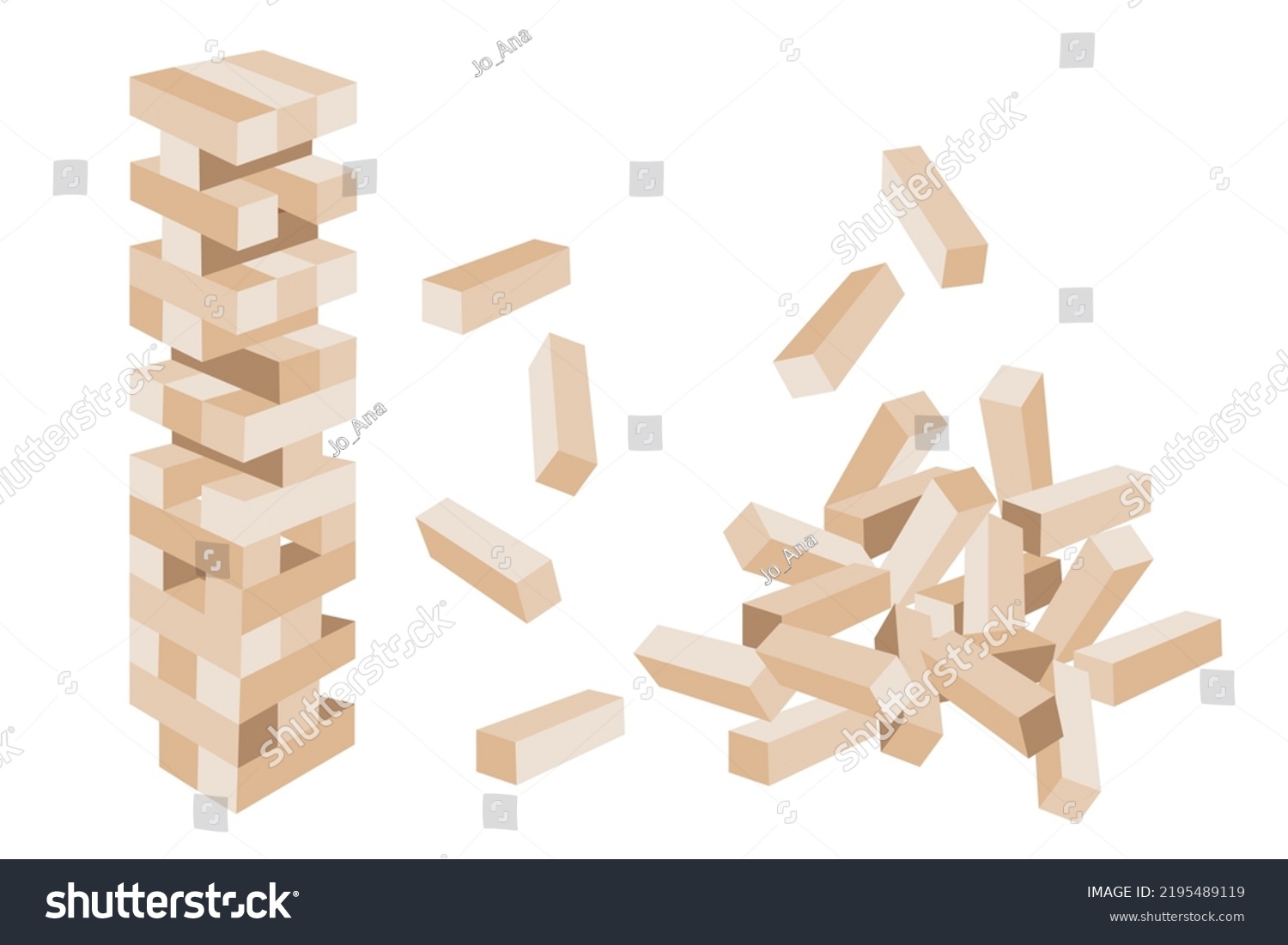 Jenga Game Wooden Cubes Block Puzzle Stock Vector Royalty Free