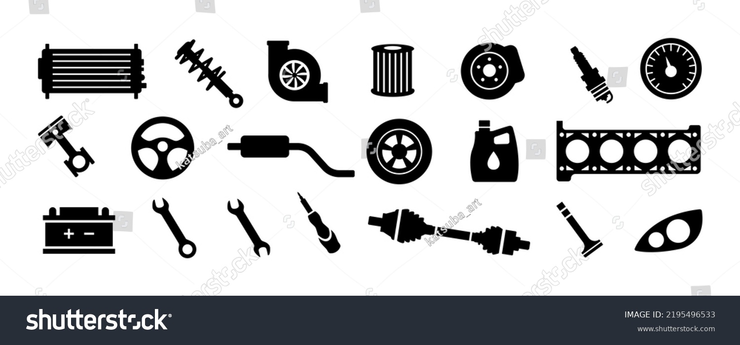 Auto Parts Car Spare Parts Set Stock Vector (Royalty Free) 2195496533 ...