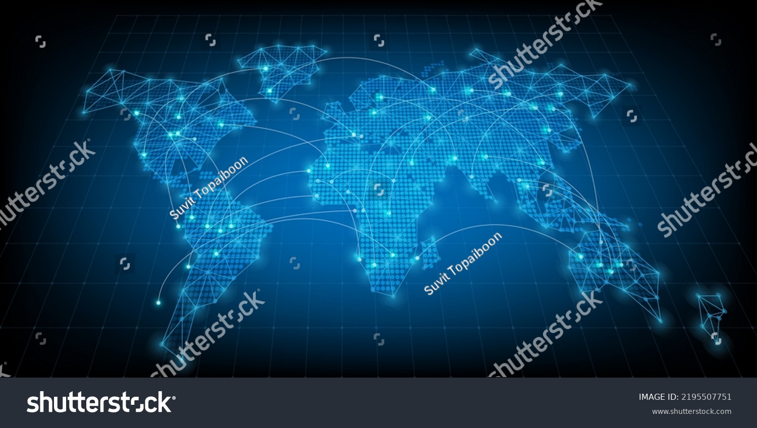 World Map Connection Triangle Futuristic Modern Stock Vector (Royalty ...