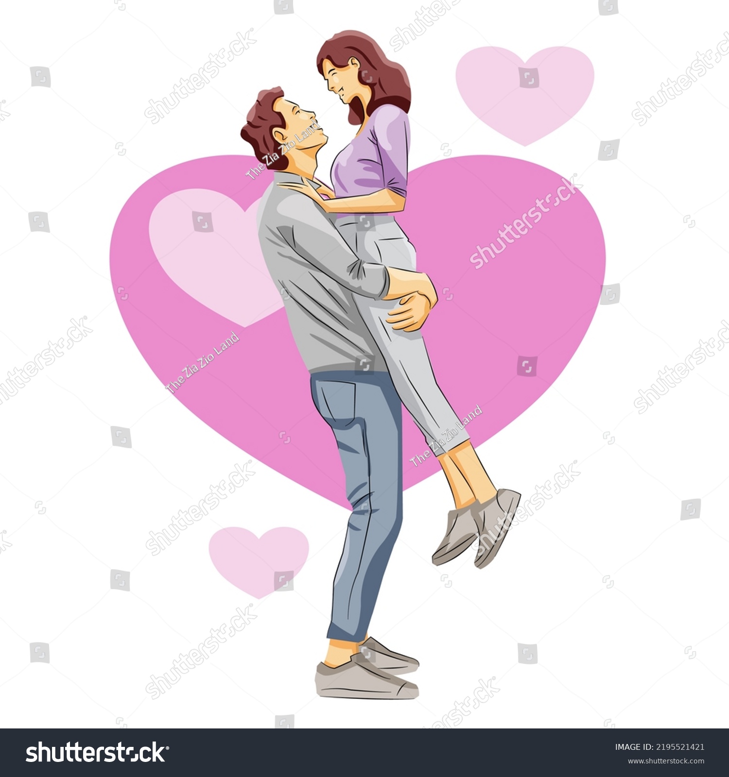 Man Lift Woman Couple Love Romance Stock Vector Royalty Free 2195521421 Shutterstock