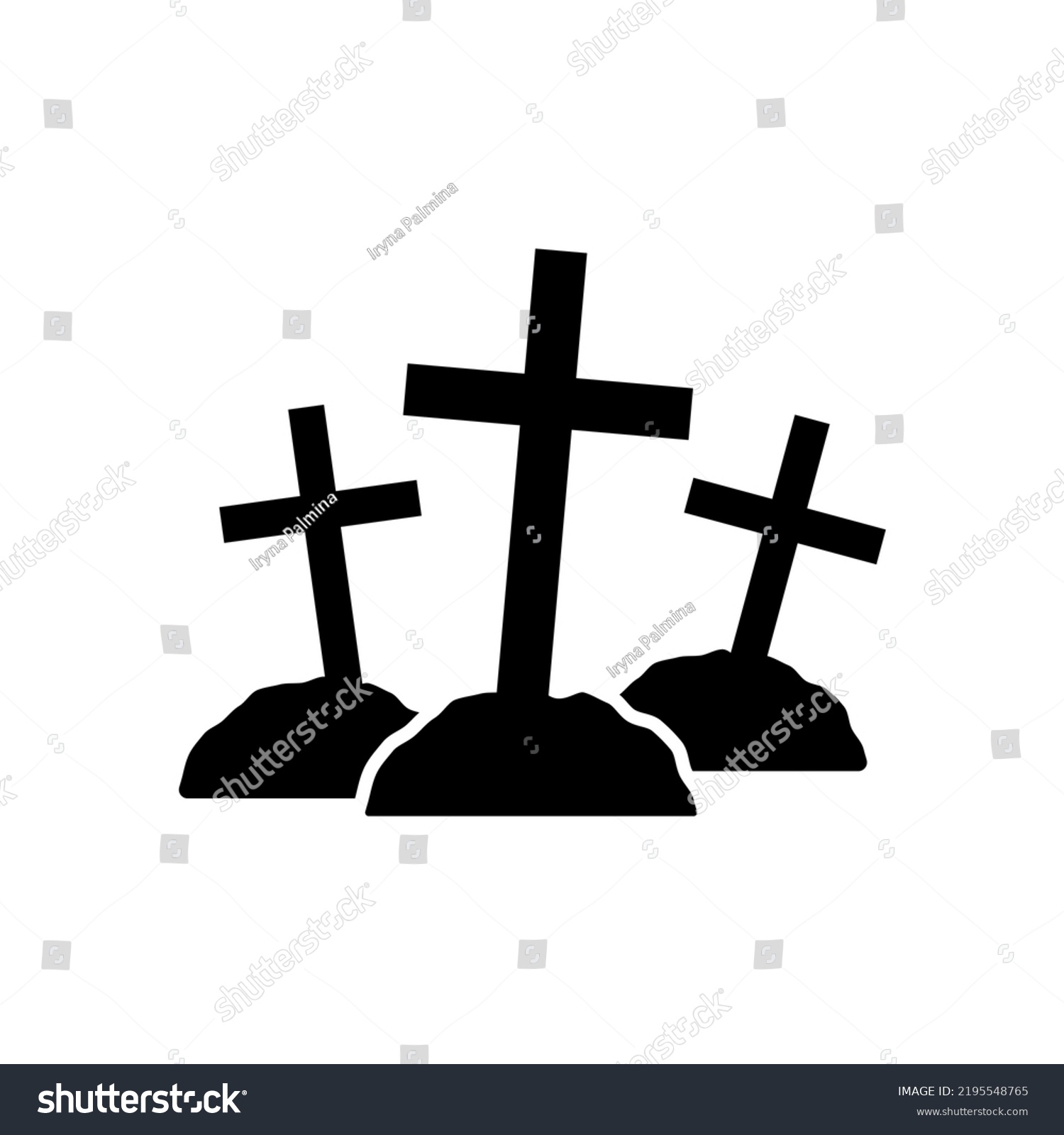 Black Grave Crosses On Graves Silhouette Stock Vector (Royalty Free ...