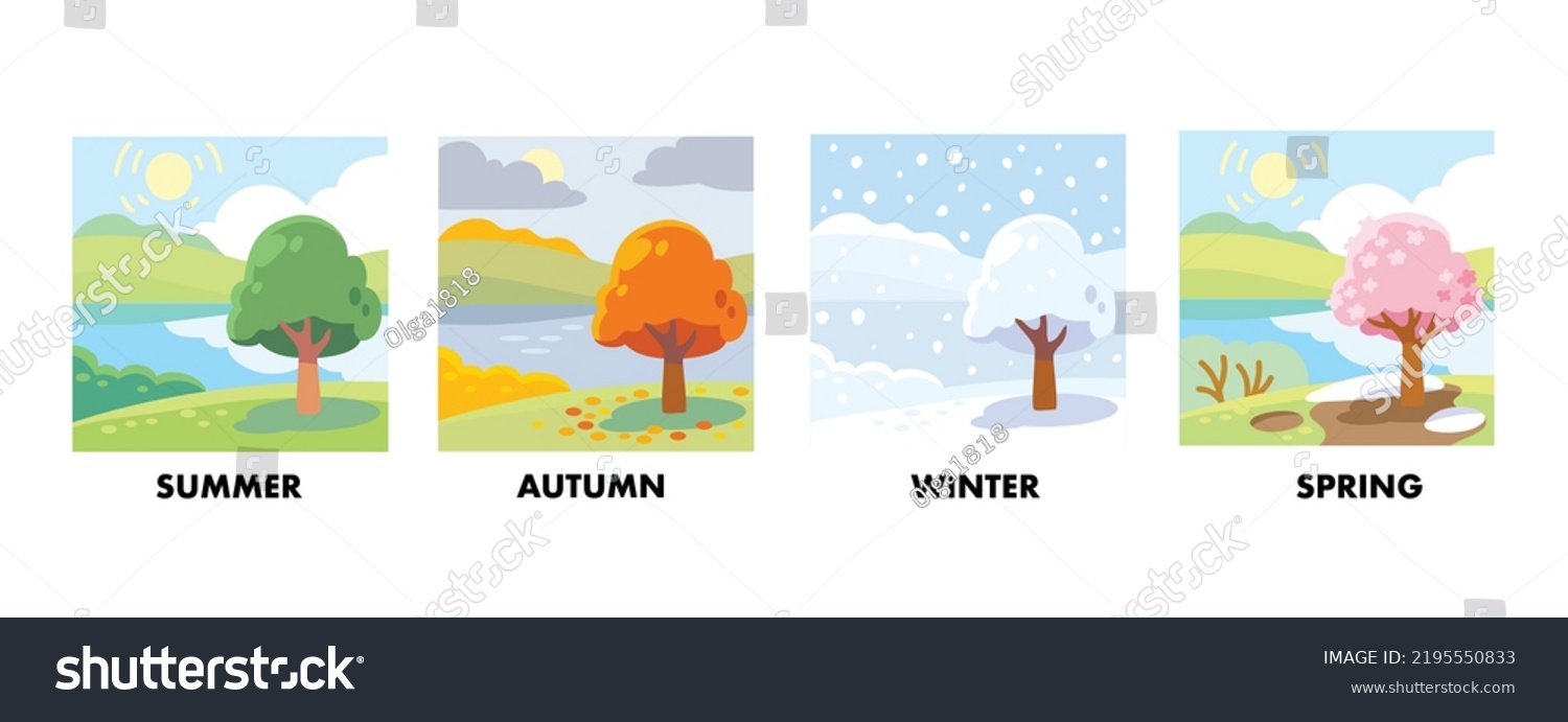 Four Seasons Icon Set Tree Four Stock Vector (Royalty Free) 2195550833 ...