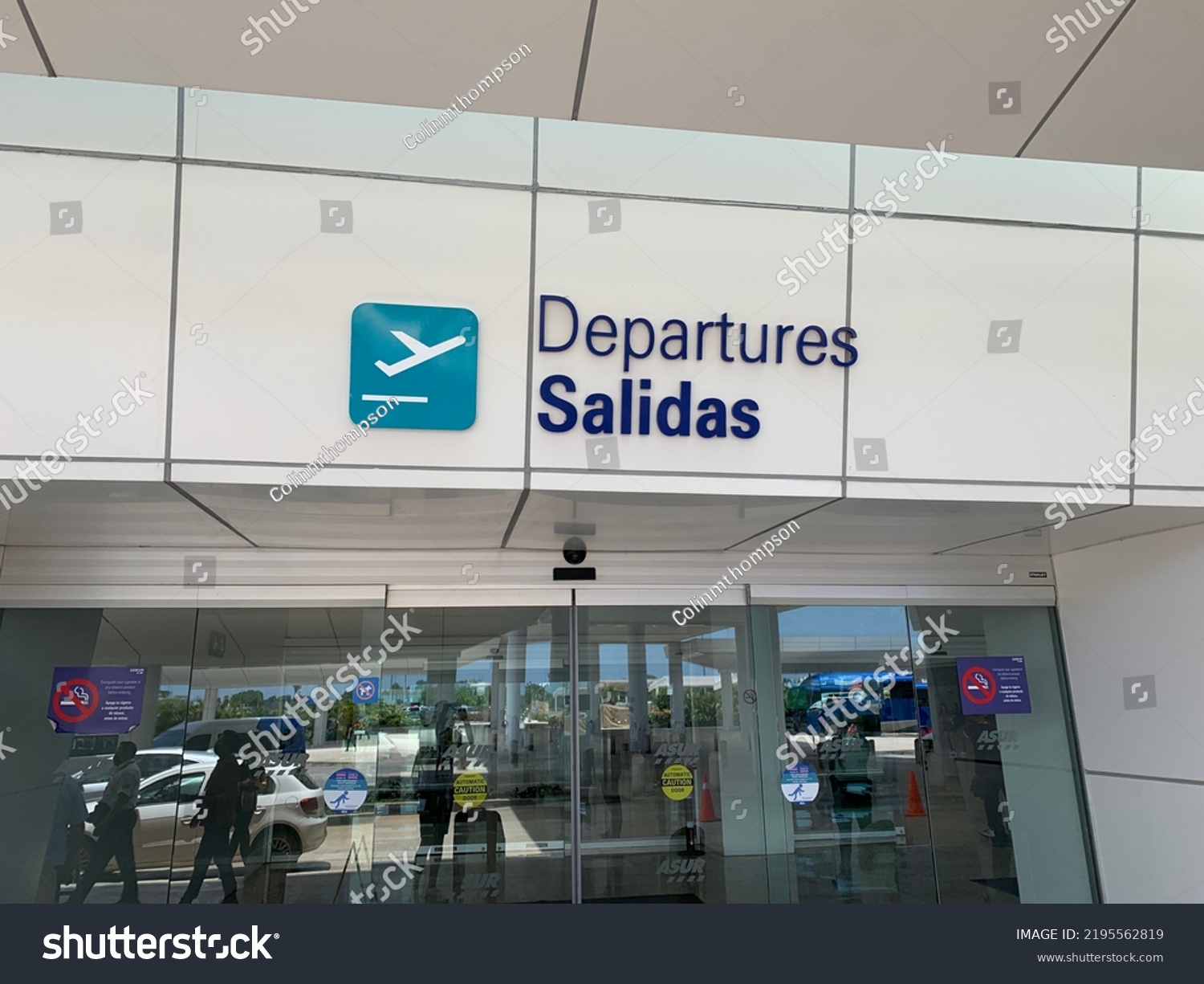 Departures Sign Cancun International Airport Terminal Stock Photo