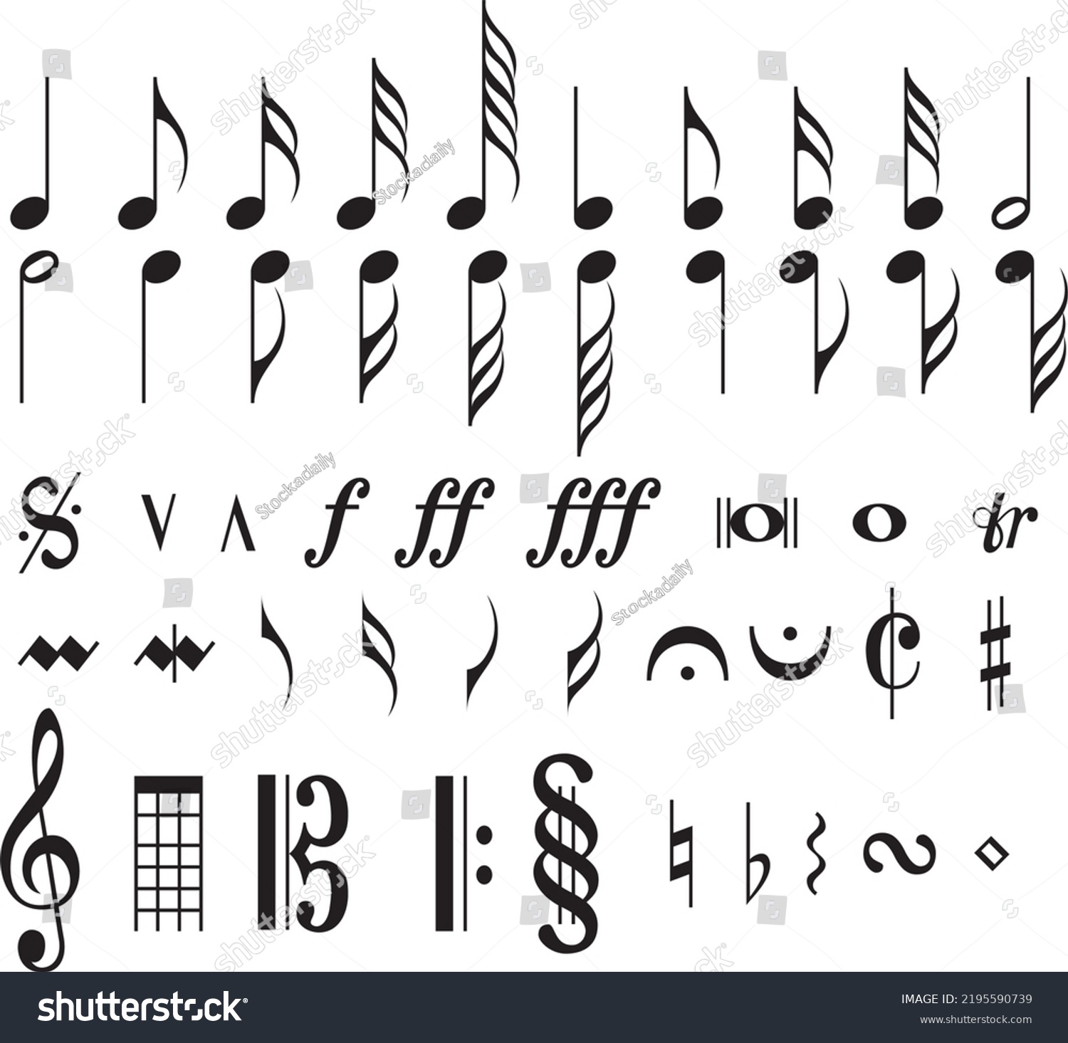 Sign Musical Notes Set Hand Drawn Stock Vector (Royalty Free ...