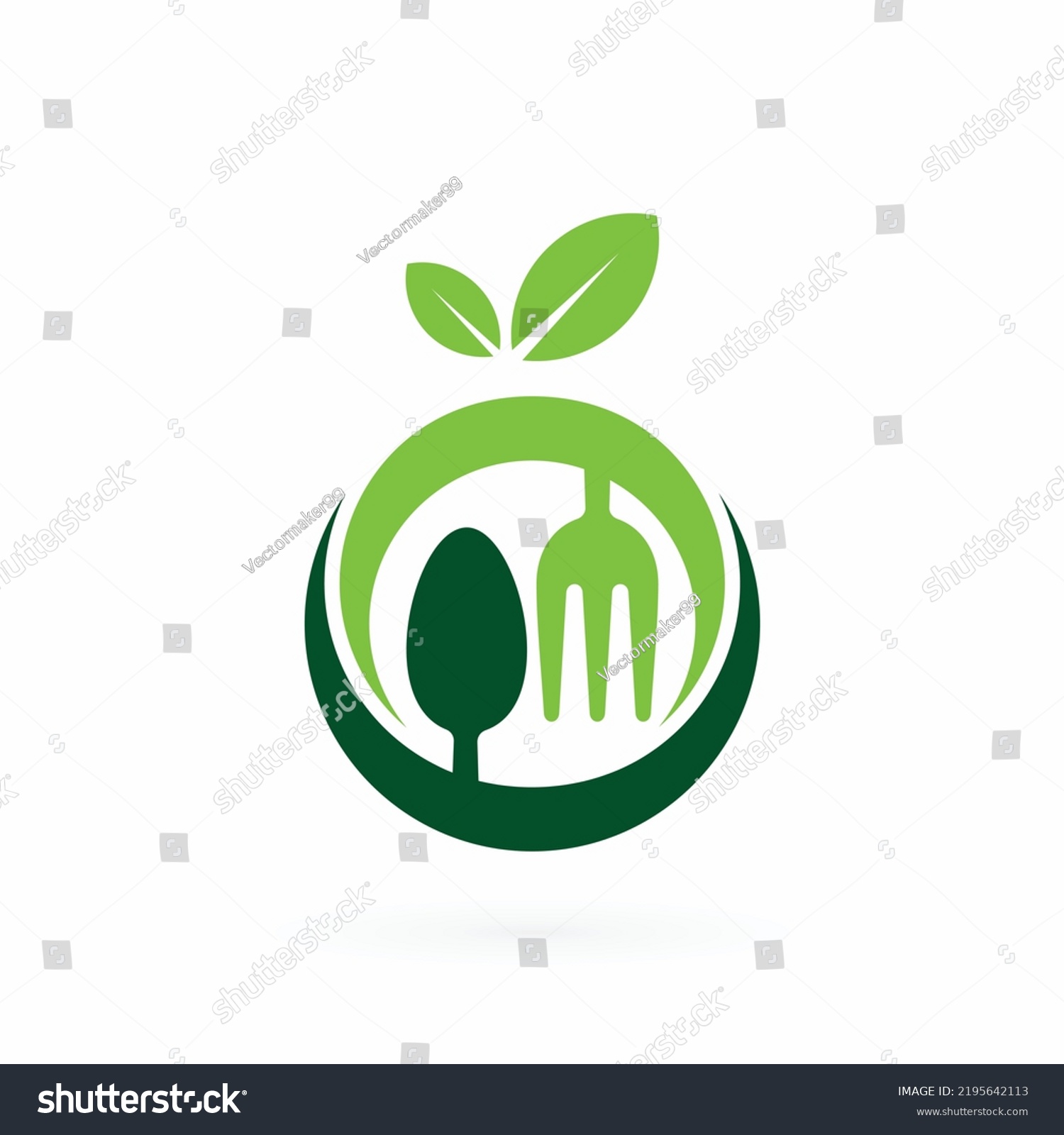 Circle Food Logo Spoon Fork Sign Stock Vector (Royalty Free) 2195642113 ...